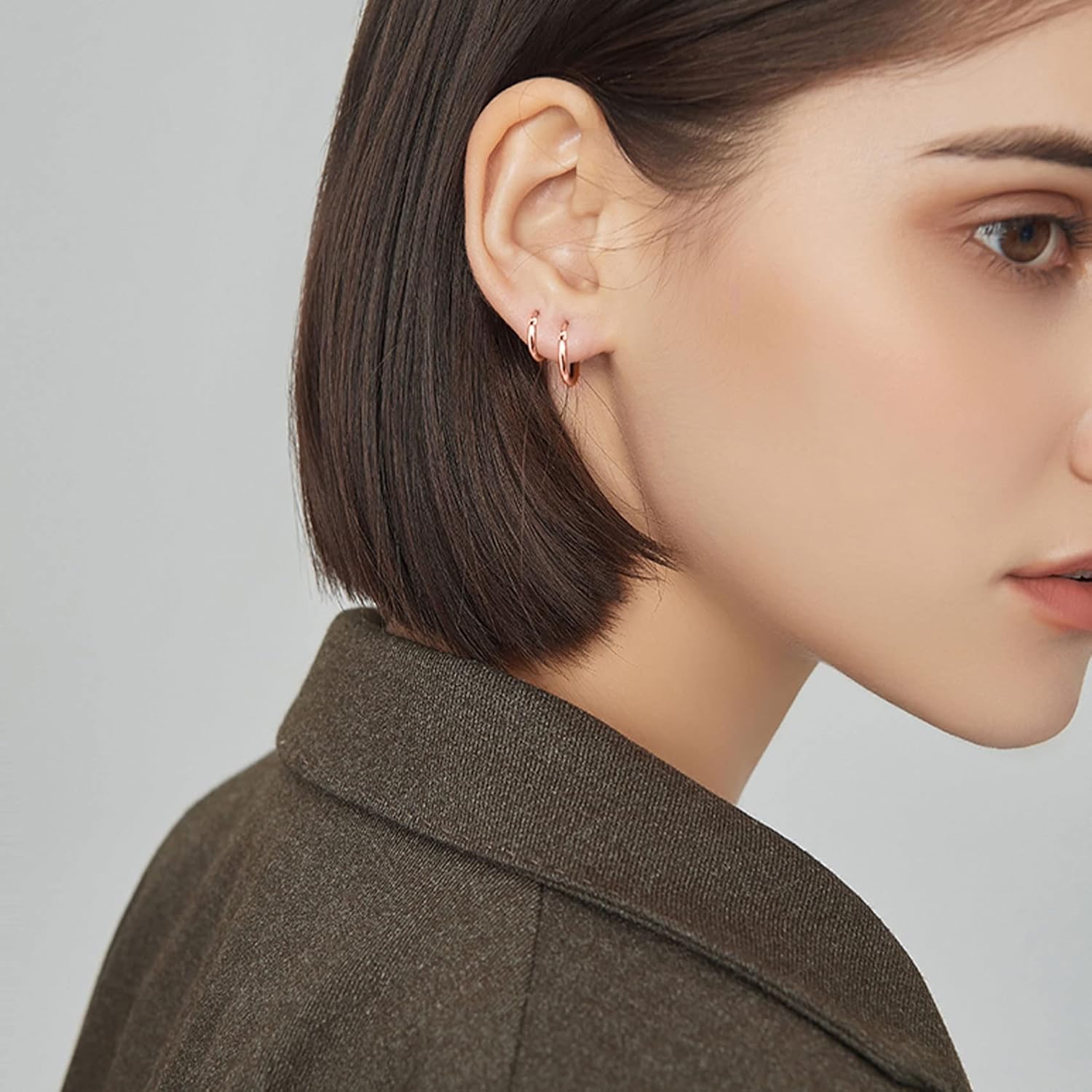 PABBEU Gold Hoop Earrings for Women Sterling Silver Post Small Gold Hoop Earrings 14k Real Gold Tiny Hypoallergenic Small Hoop Earrings Set for Women Men 13/15 /20mm - Image 7