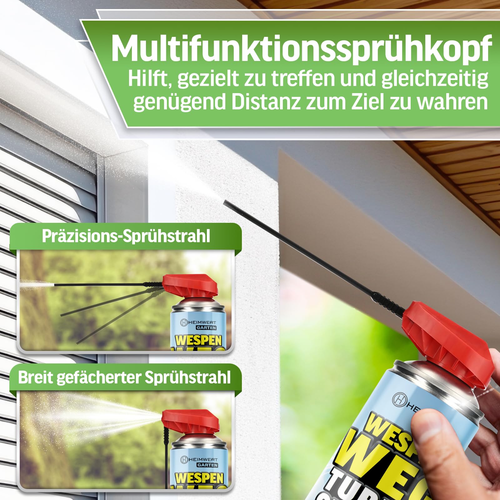 HEIMWERT Wespenspray Turbo mit Langzeitwirkung Repellent - Sicher Wespennest entfernen dank Spezialformel Made in Germany - 2x600 ml Vorteils Spray gegen Wespen + große Nester (2x600 ml)