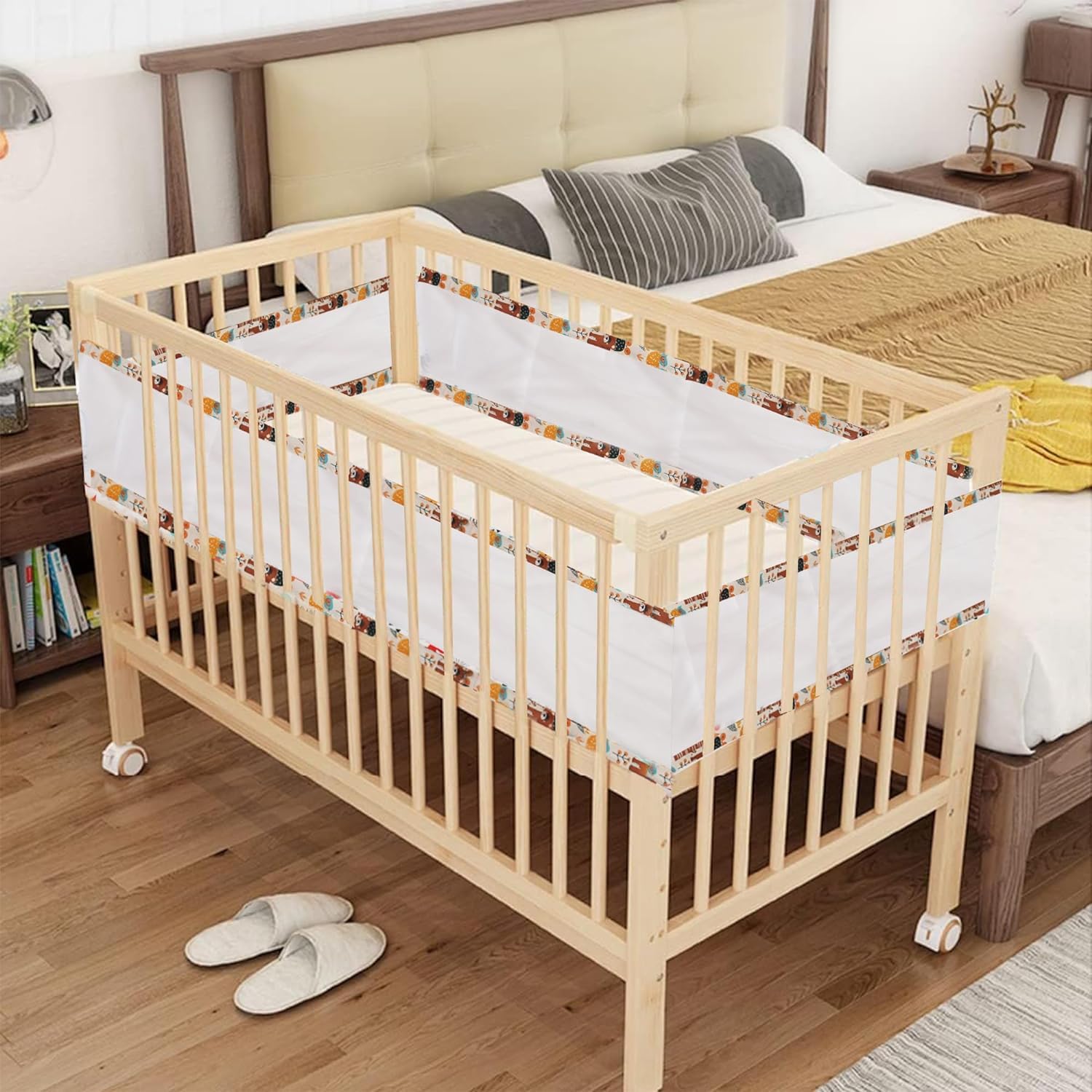 Gordon Home Breathable Mesh Crib Liner Best for Your Baby Safety Fits Full Four Sides of Crib Bed 28 X 360 Cms (Pandora) 2