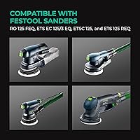 Vista 2 de Disco de lija de 5 pulgadas, 9 agujeros, grano 220, discos de lija con respaldo de película gancho y bucle, compatibles con lijadoras Festool