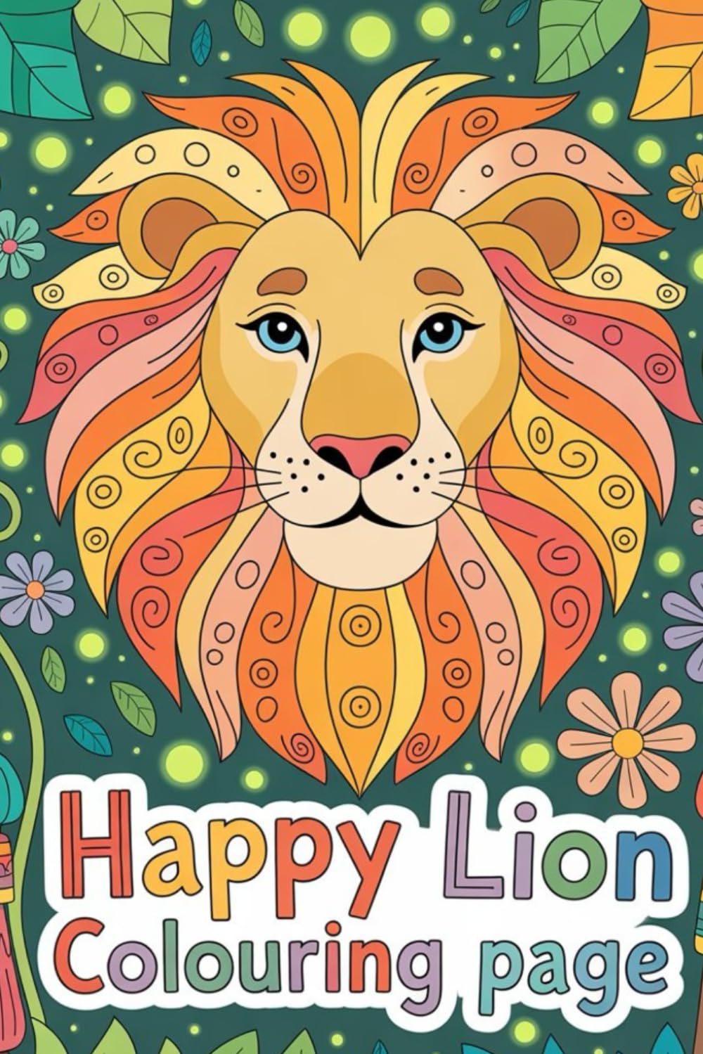 Happy lion colouring book: A book for kids and adults