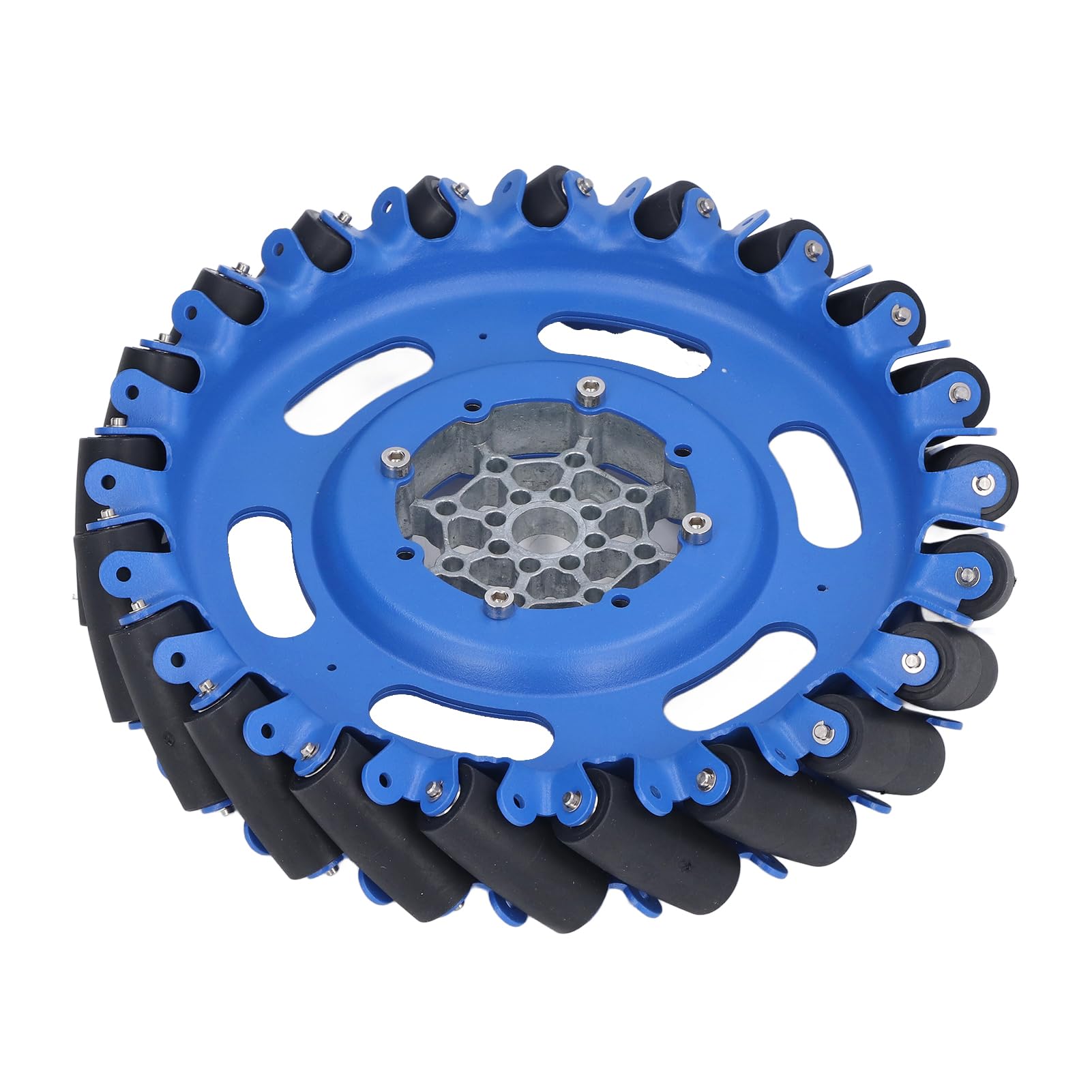 Marhynchus Rueda Omnidireccional Robot de 8 Pulgadas Rueda Omnidireccional SPCC Rodillos de TPU de Aluminio y Acero Movimiento de 45 Grados Ancho de 40 Mm para Robots Pequeños Piezas de Chasis de