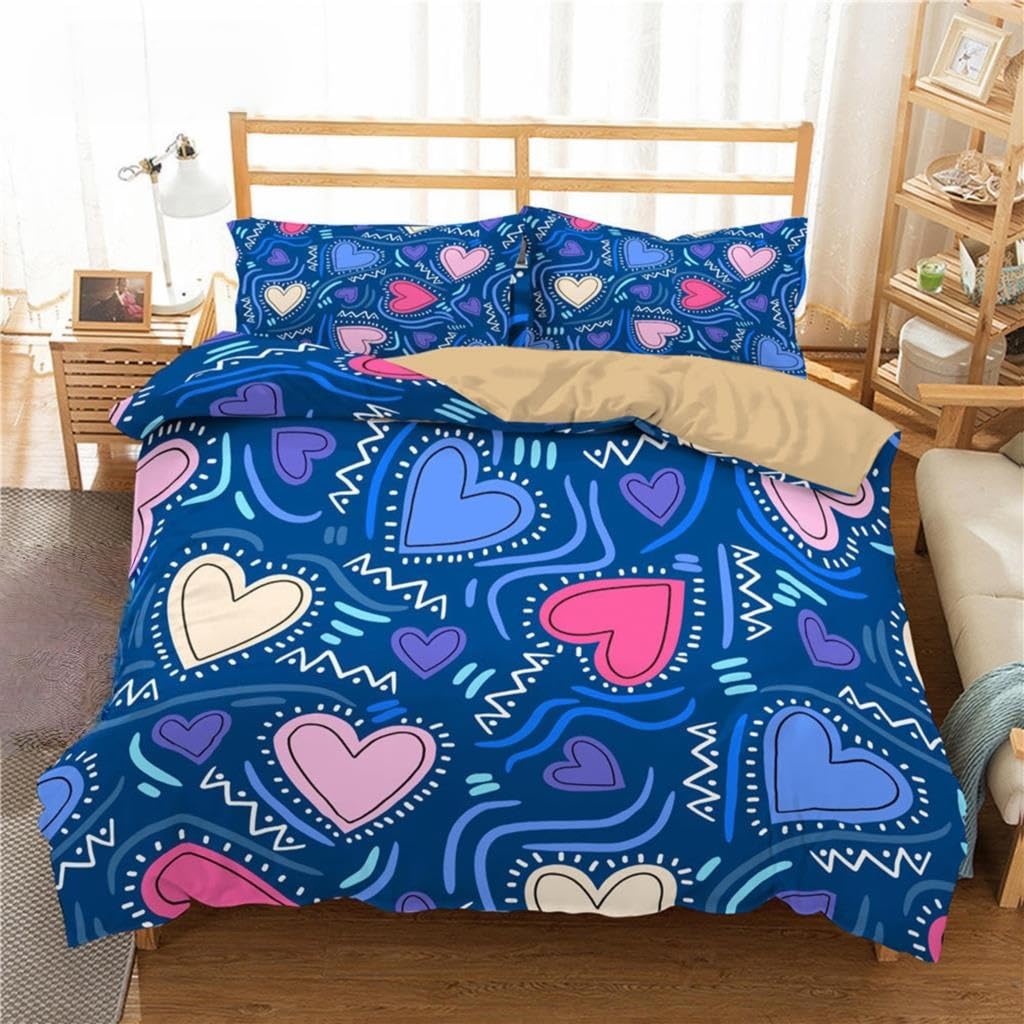 Housse de couette motif cœur graffiti pour insuffler de la romance à vos nuits