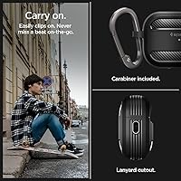 Vista 4 de Spigen Rugged Armor Designed for AirPods Pro 2nd Generation Case 2022/2023 (USB-C/Lightning Cable) Cover with Carabiner - Matte Black