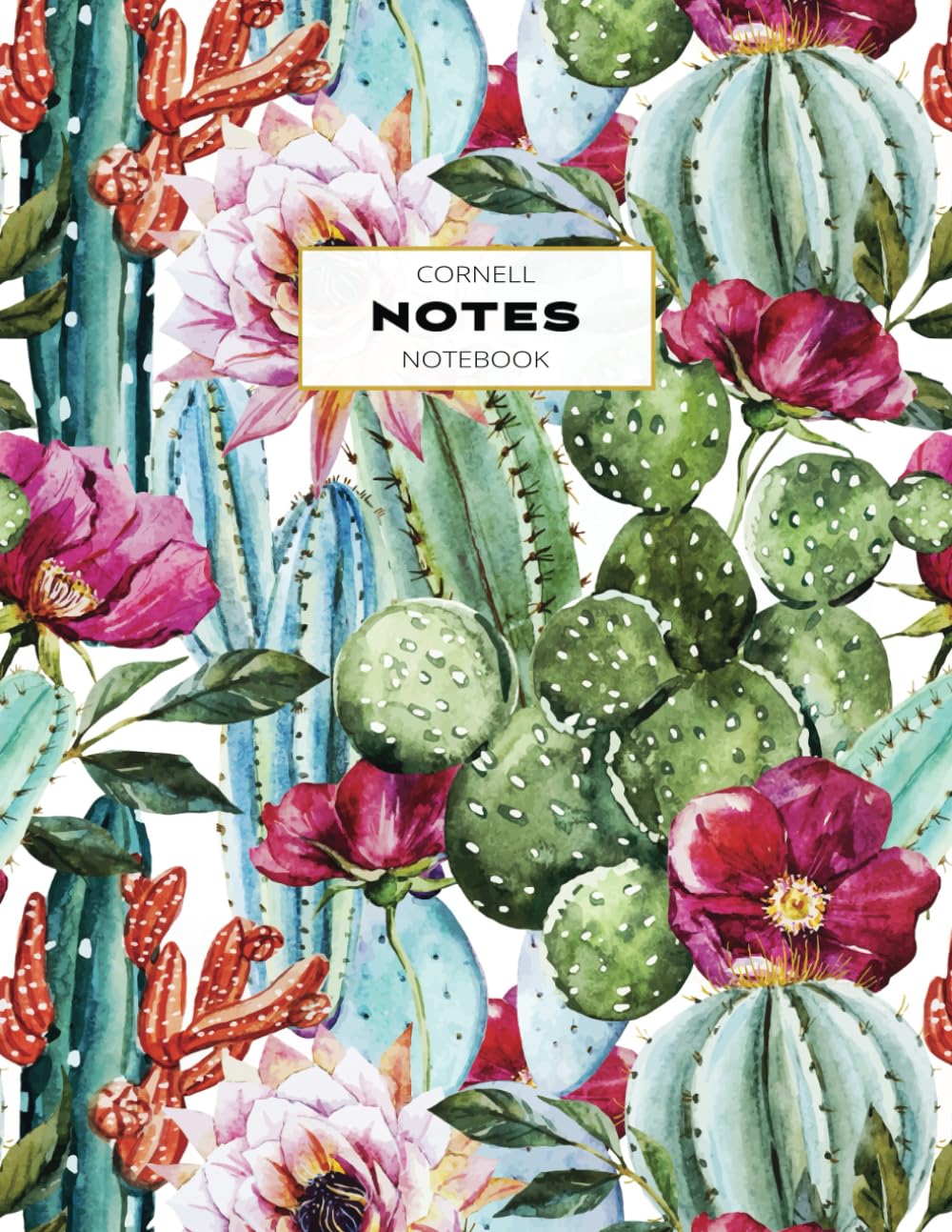 Cornell Notes Notebook: Note Taking with College Ruled Lines, Index and Numbered Pages, Cactus