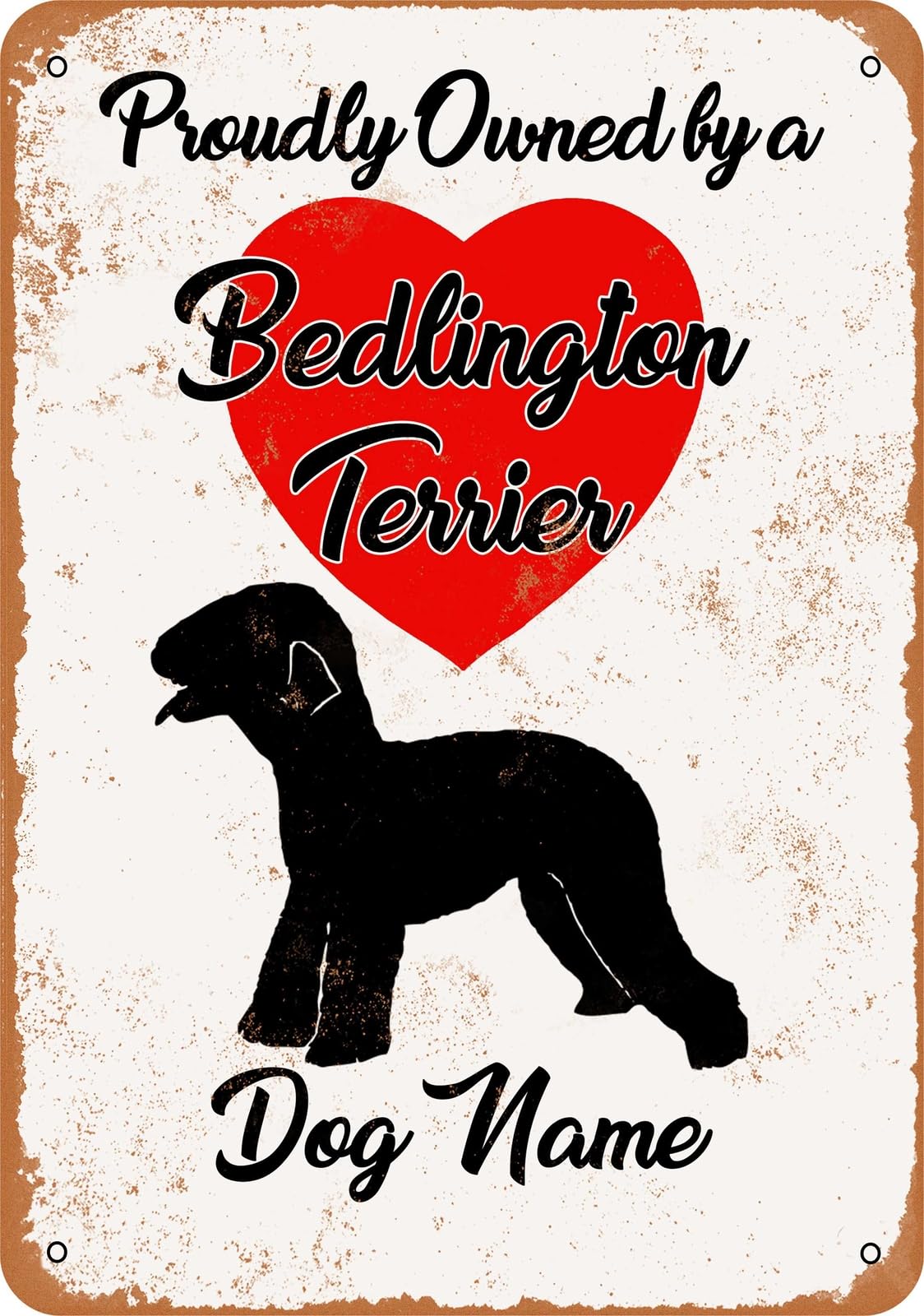 Miaomansenstore Metal Sign - Custom Dog Name - Bedlington Terrier - Vintage Look Home Decor