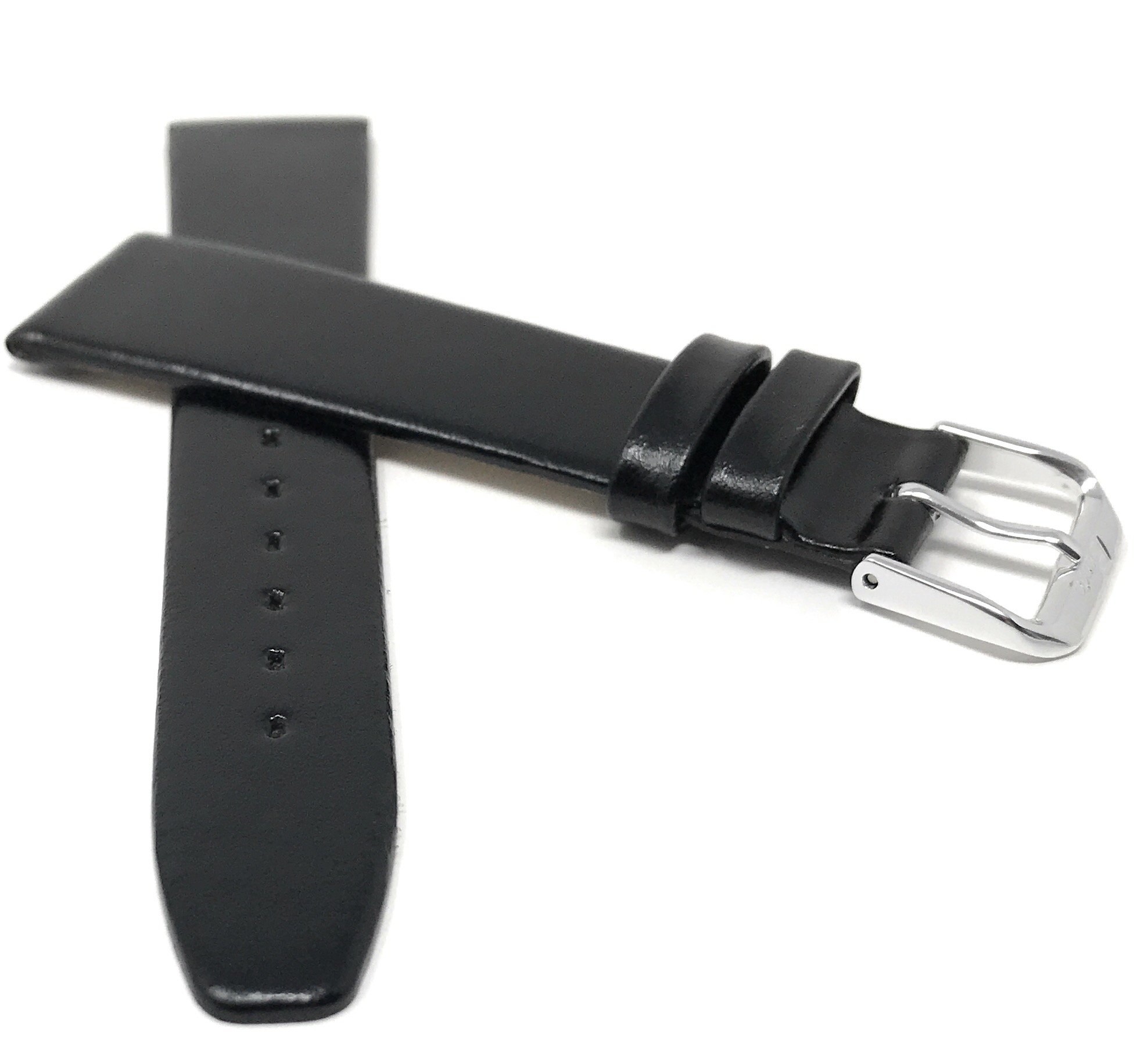 Bandini Extra Long (XL) 20mm Italian Leather Watch Band Strap - Black - Classic - Slim