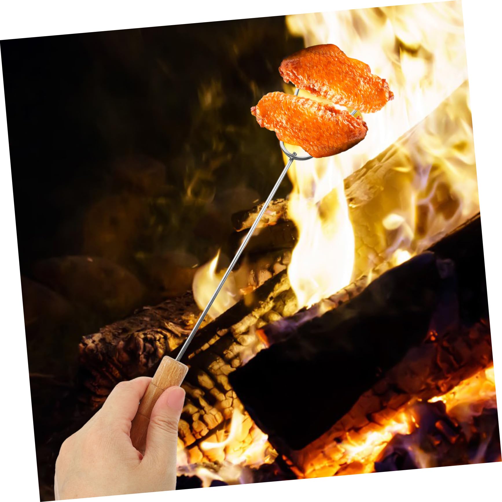 4-teiliges Barbecue-Schild, Grill-Tranchiergabel, Metallspieße, BBQ-Kabob-Sticks, Lagerfeuergabel, Marshmallow, Braten von Gänsen, Outdoor-Kegerator-Spieß für Fleisch, Werkzeug, Edelstahl, Mehrzweck