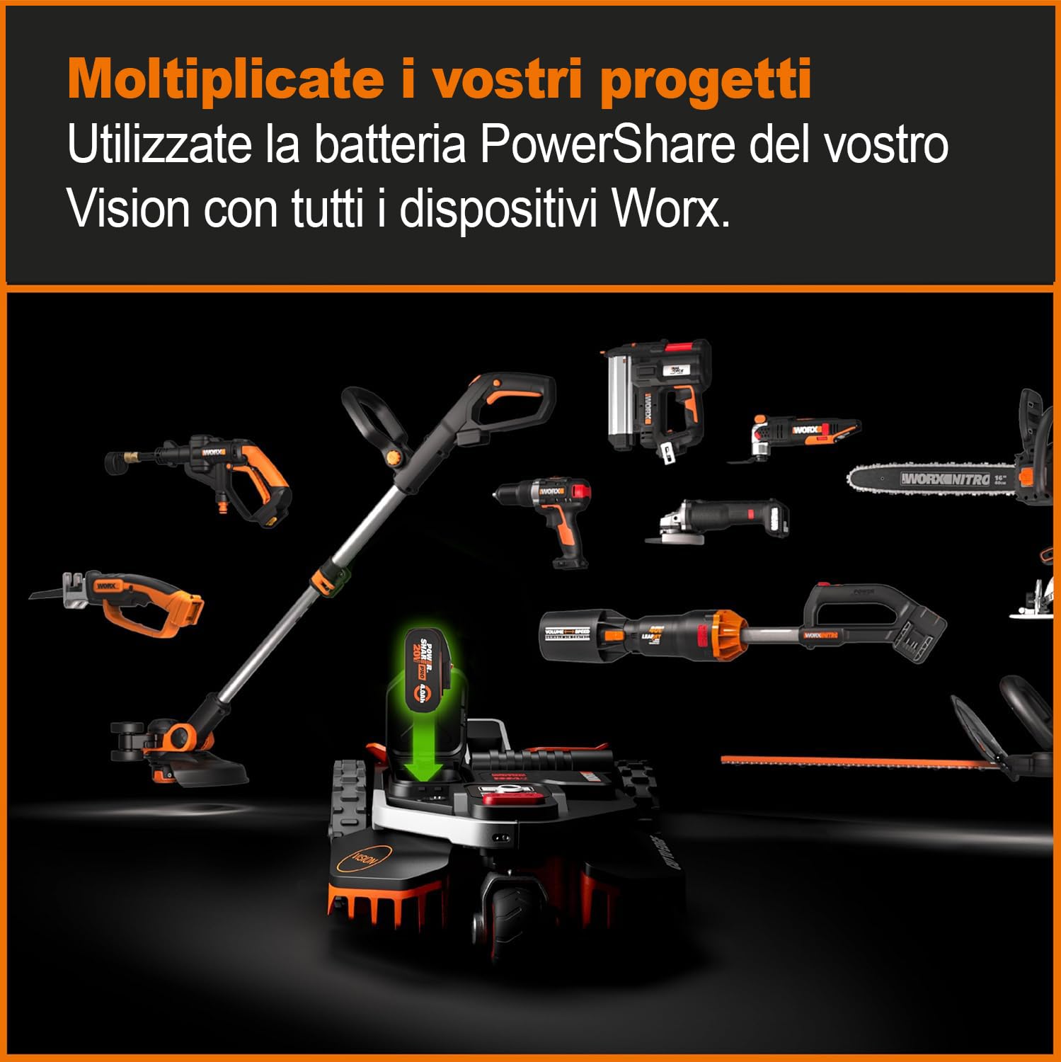 WORX Landroid Vision S250 robot tosaerba WR202E per giardini fino a 250 m² – robot tosaerba intelligente senza cavo di limitazione – WLAN e Bluetooth – prevenzione attiva degli ostacoli con tecnologia