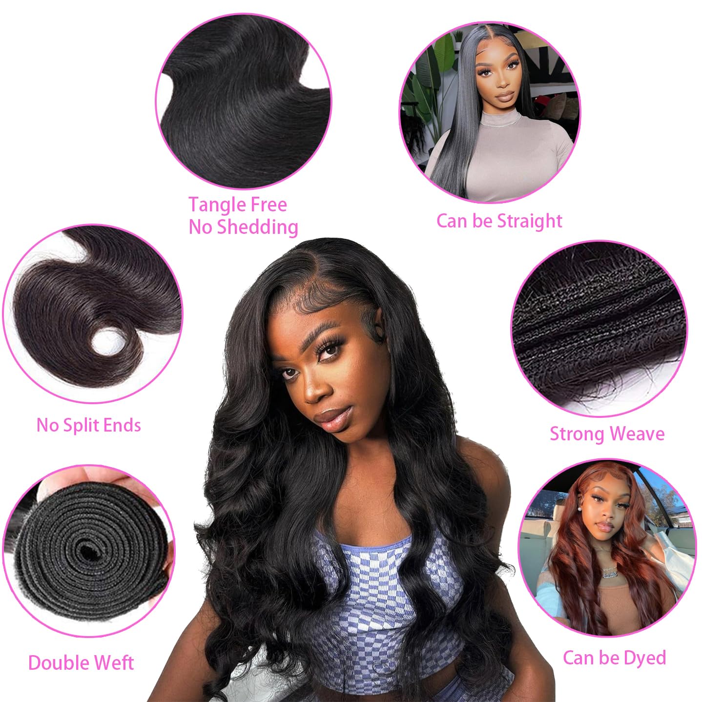 BODY WAVE 20” lace closure 3 bundles of 22”24”26” Amazon.com : 16A Body Wave 3 Bundles with 5×5 HD Lace  main image 2