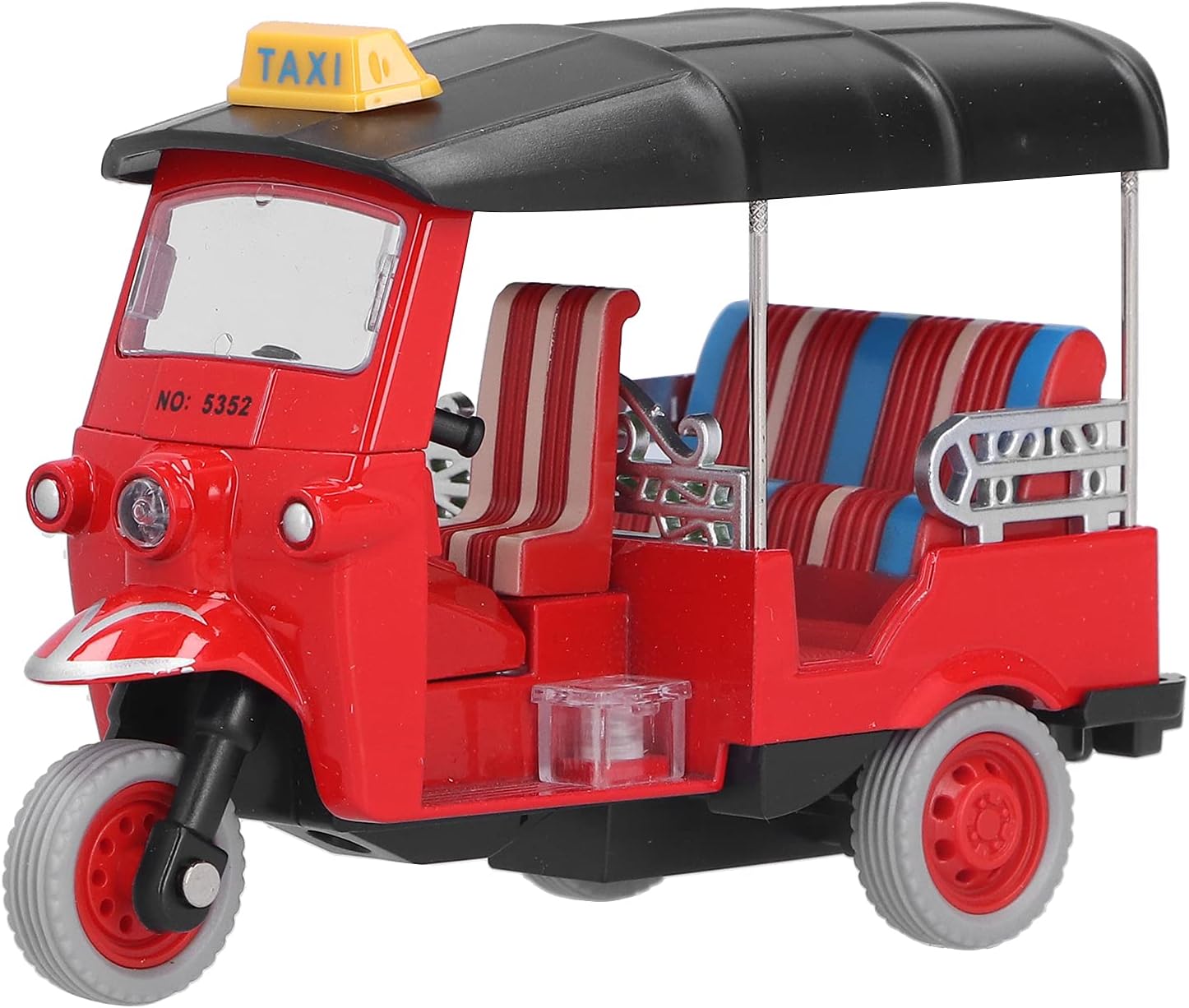 Pull Back Thai Tricycle, Thailand Tuk Tuk Taxi Car Model Toy, Simulation Alloy Rickshaw Car Vehicle Tricycle Motorcycle Toy for 3+ Kids Brithday Gifts Home Decor Collectible (red)