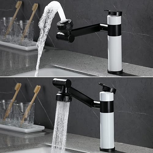 Miniatura 6 de Grifo de baño de gran ángulo de 1080 blanco y negro 360 rotación 1 mango de pulverizador extensor de boquilla universal filtro de salpicaduras 2