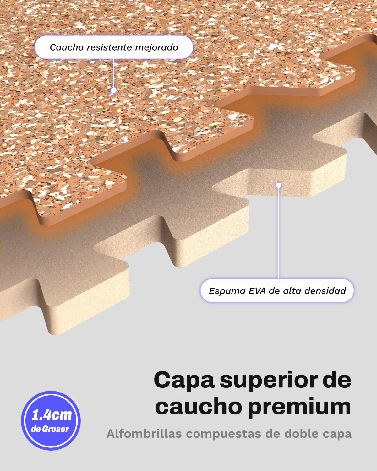 AIRHOP 12 pzs 60x60x1,4cm Suelo Gimnasio Mejorado para Equipo Pesado, Superficie de Goma Robusta, Extra Gruesa y Antideslizante, Puzzle Gym Floor para Gimnasio y Casa, 4,32 m², Madera Vetada