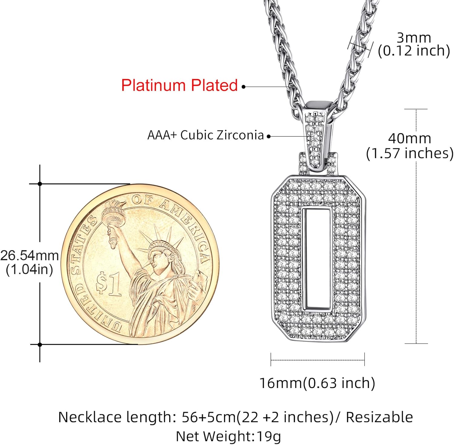 KeyStyle Number Necklaces For Men, Bling Numbers Chain Necklace Hip Hop Simulated Diamond Pendant with Tennis Chain Spiga Chains - Image 8