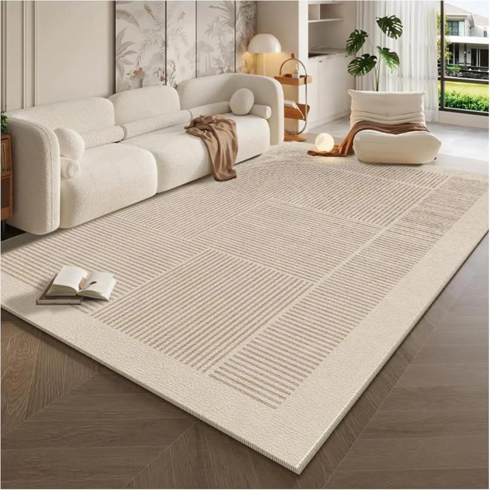 Tapis antidérapant de salon table basse et couverture de sol crème 80x160