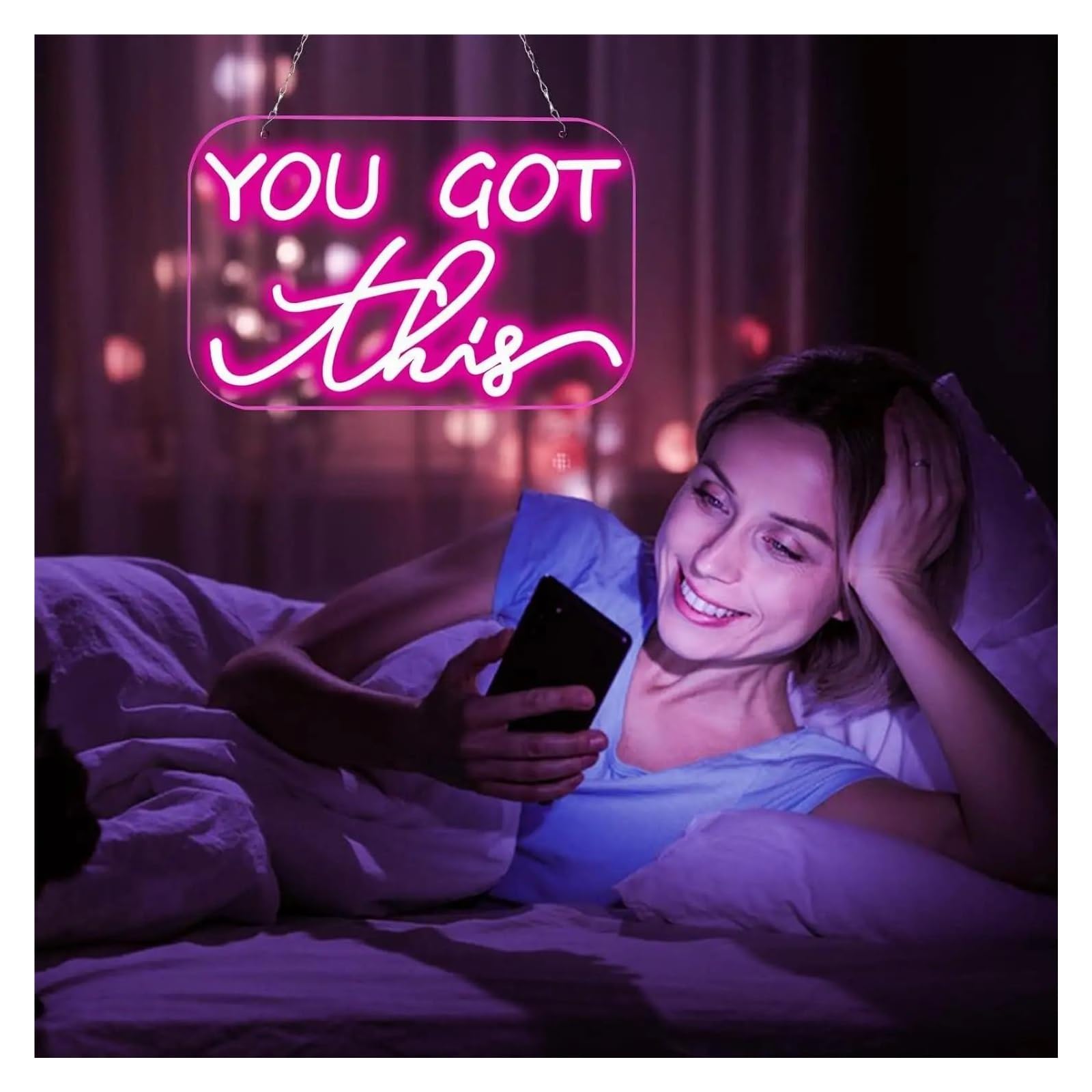 cartelli al neon personalizzati You Got This Insegna Al Neon USB Dimmerabile Per Palestra Ufficio Lavoro Di Squadra Casa Famiglia Detti Arredamento Della Camera 41x26.5cm/16.1x10.4 Inch