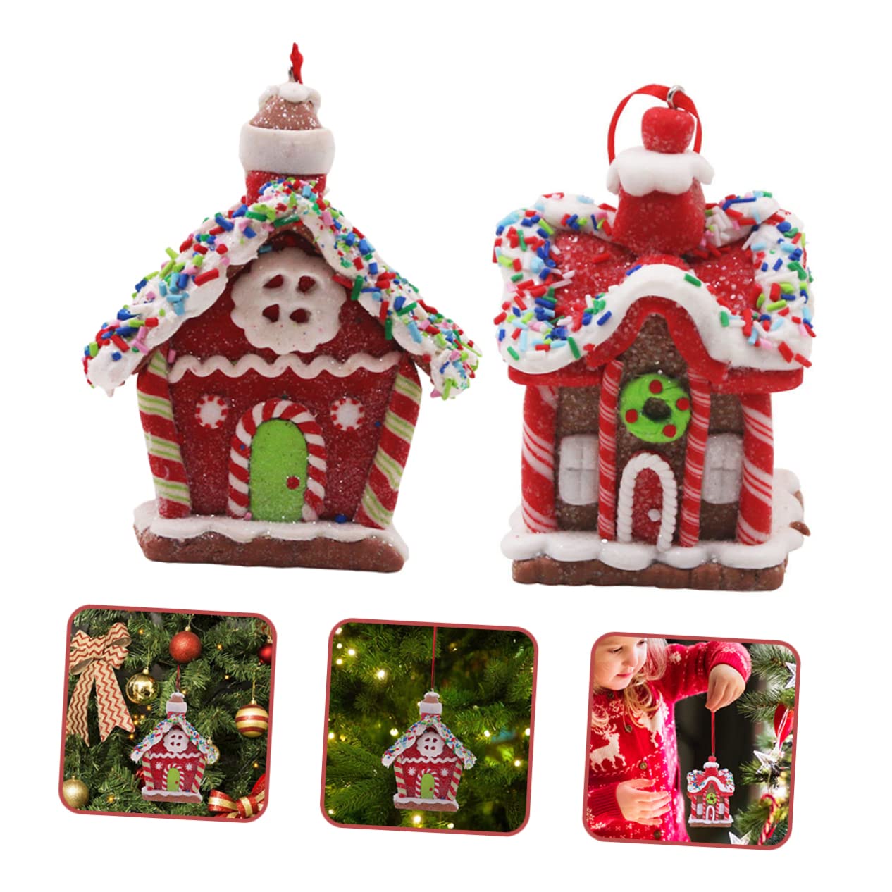 PRETYZOOM 8 Uds Casa De Pan De Jengibre Navideña Decoración Navideña Adornos para El Hogar Decoración Interior para Árbol De Navidad Decoraciones para La Casa De Pan De Jengibre