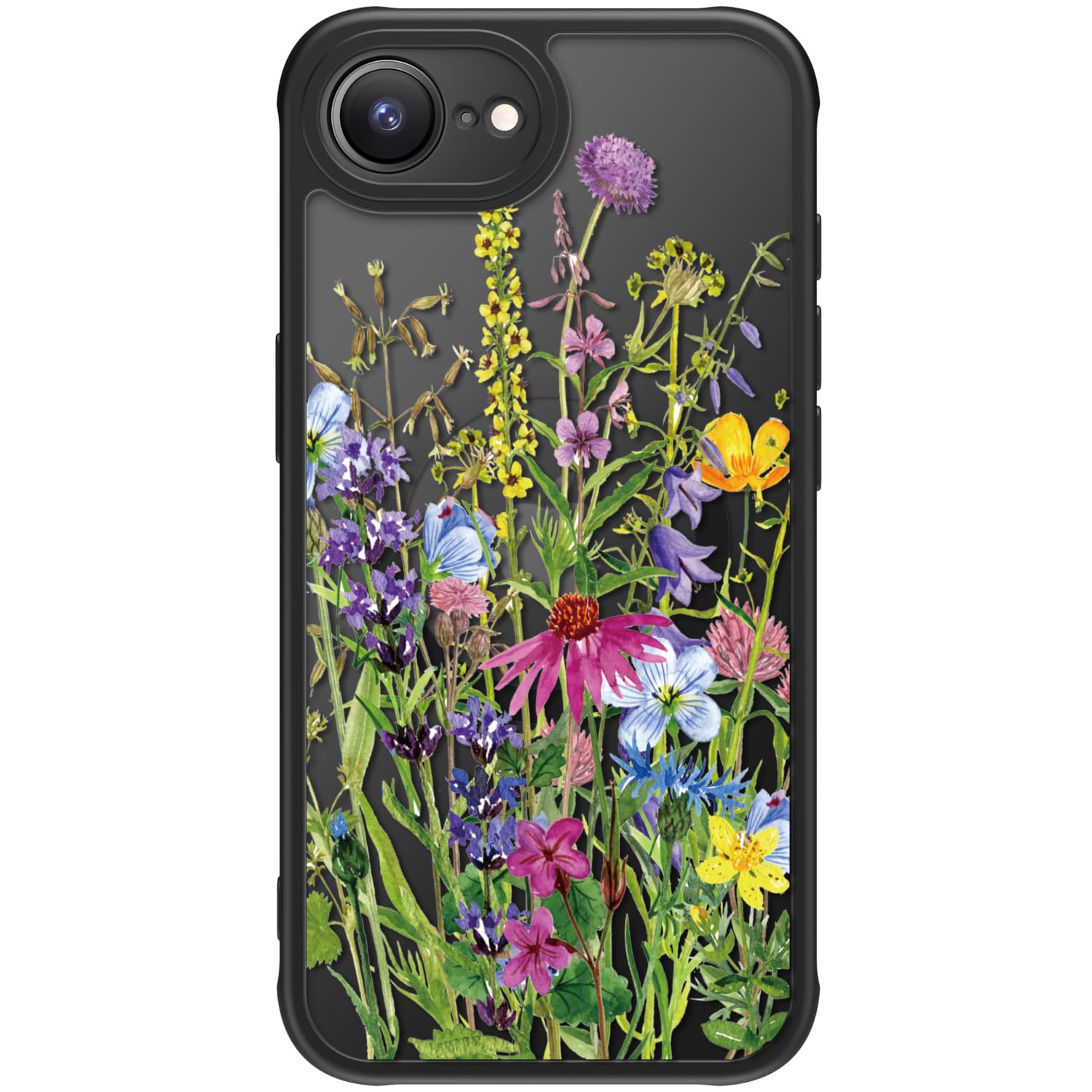 FUNMIKO Case for iPhone 16e - Wireless Charging & Military-Grade Protection - Wildflower Design for Women Girls, Non-Slip Matte Cover Shock-Absorbing