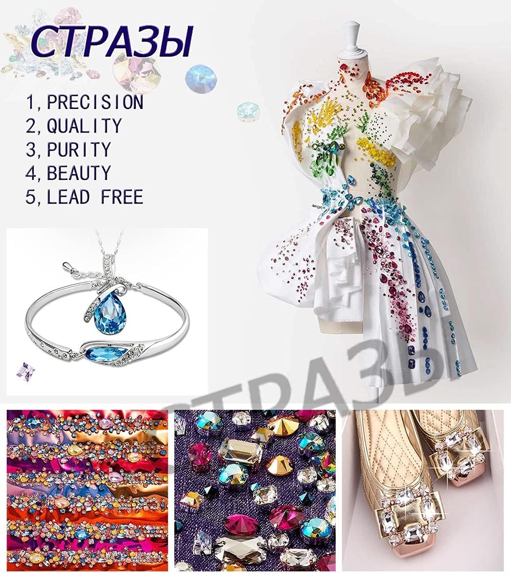 AbGlitter Glass Strass Rhinestones Pear Shaped Pointback Rhinestones Craft Manicure Gems 3D Nail Art Decorations