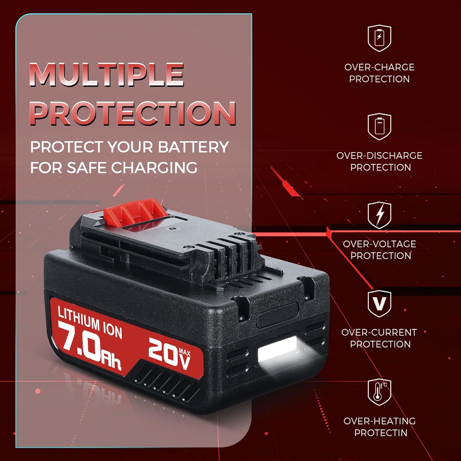 2Pack 20V 7.0Ah Replacement for Porter Cable 20V Battery and PCC692L Charger Compatible with Porter Cable Battery and Charger Combo PCC685L PCC680L PCC682L PCC685LP for Power Tool