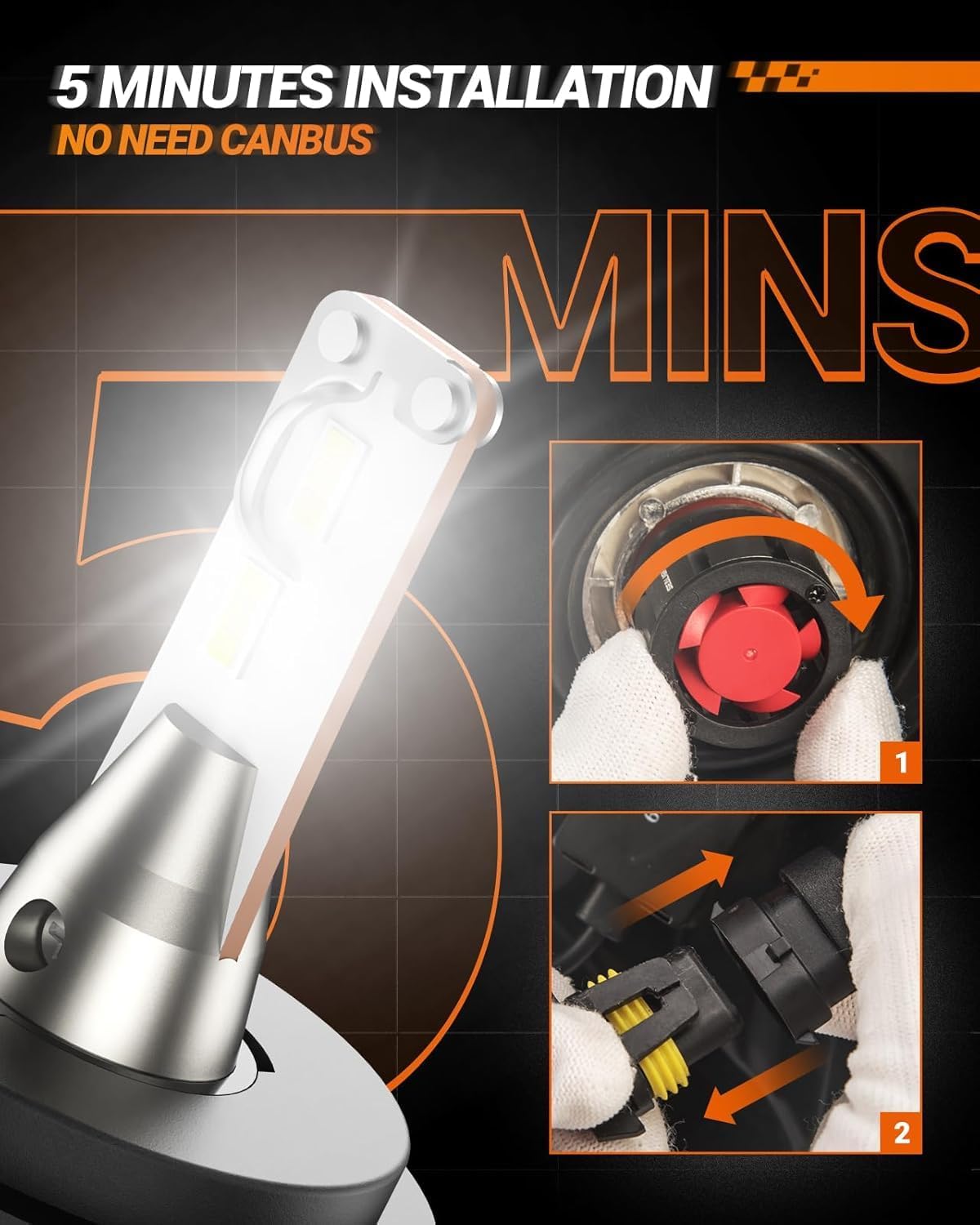 SEALIGHT H4/9003/HB2 Driving Bulbs, 46000LM Super Bright 9003 Dual Beam Bulbs, 6000K Cool White H4 Fog Lights, Plug-N-Play, Pack of 2