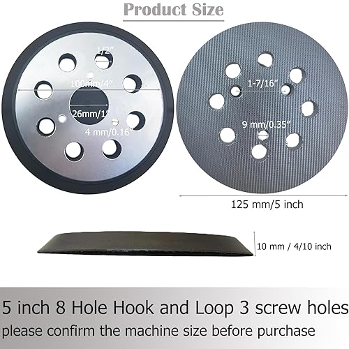 Miniatura 2 de Paquete de 2 almohadillas de lijadora de repuesto de 5 pulgadas para lijadora de cable Porter, almohadillas de lijado de gancho y bucle de 5