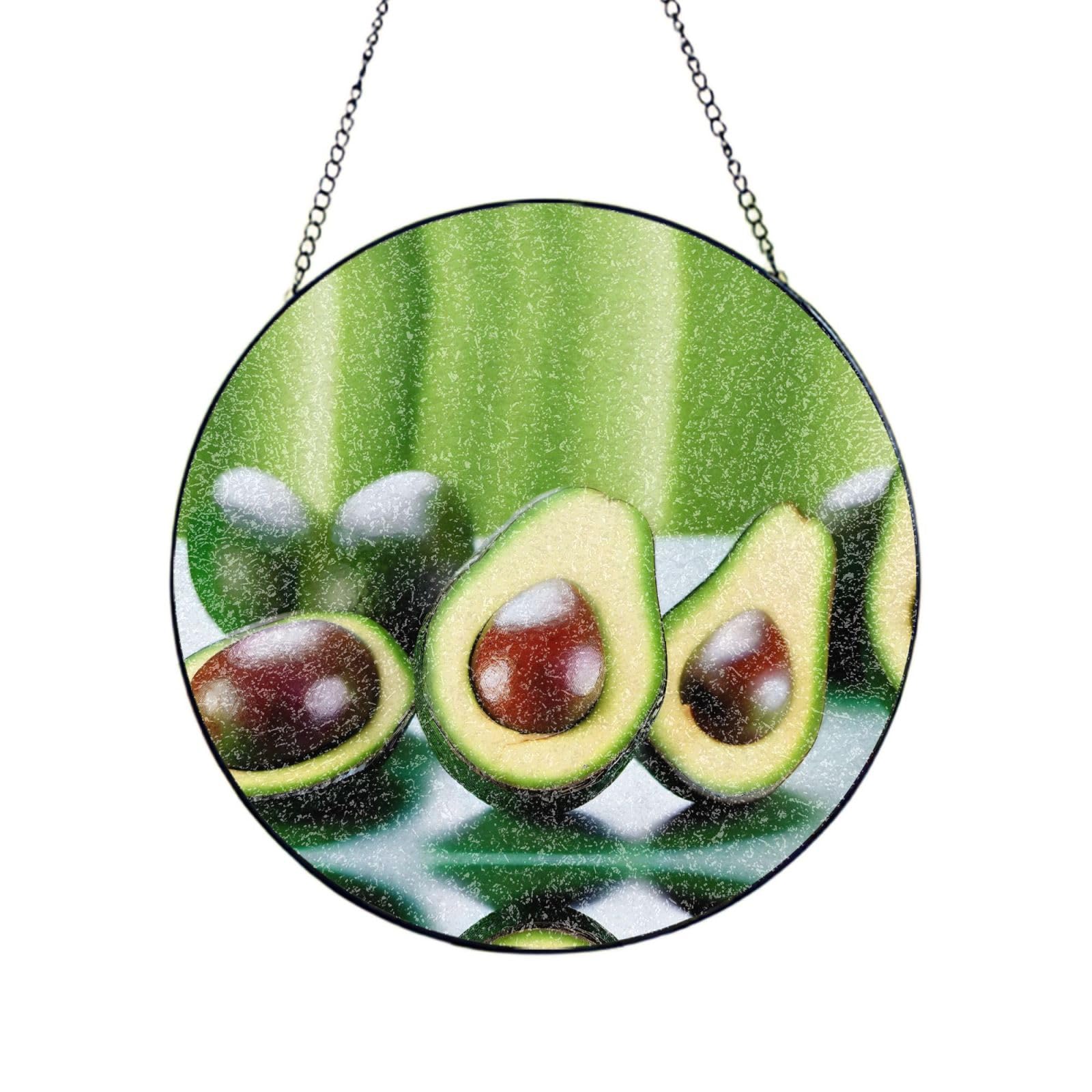 Phayah Avocado Print Stained Glass Window Hanging Sun Catchers Decoration Mother'S Day Birthday Gifts For Home Garden Porch 4in（10cm）