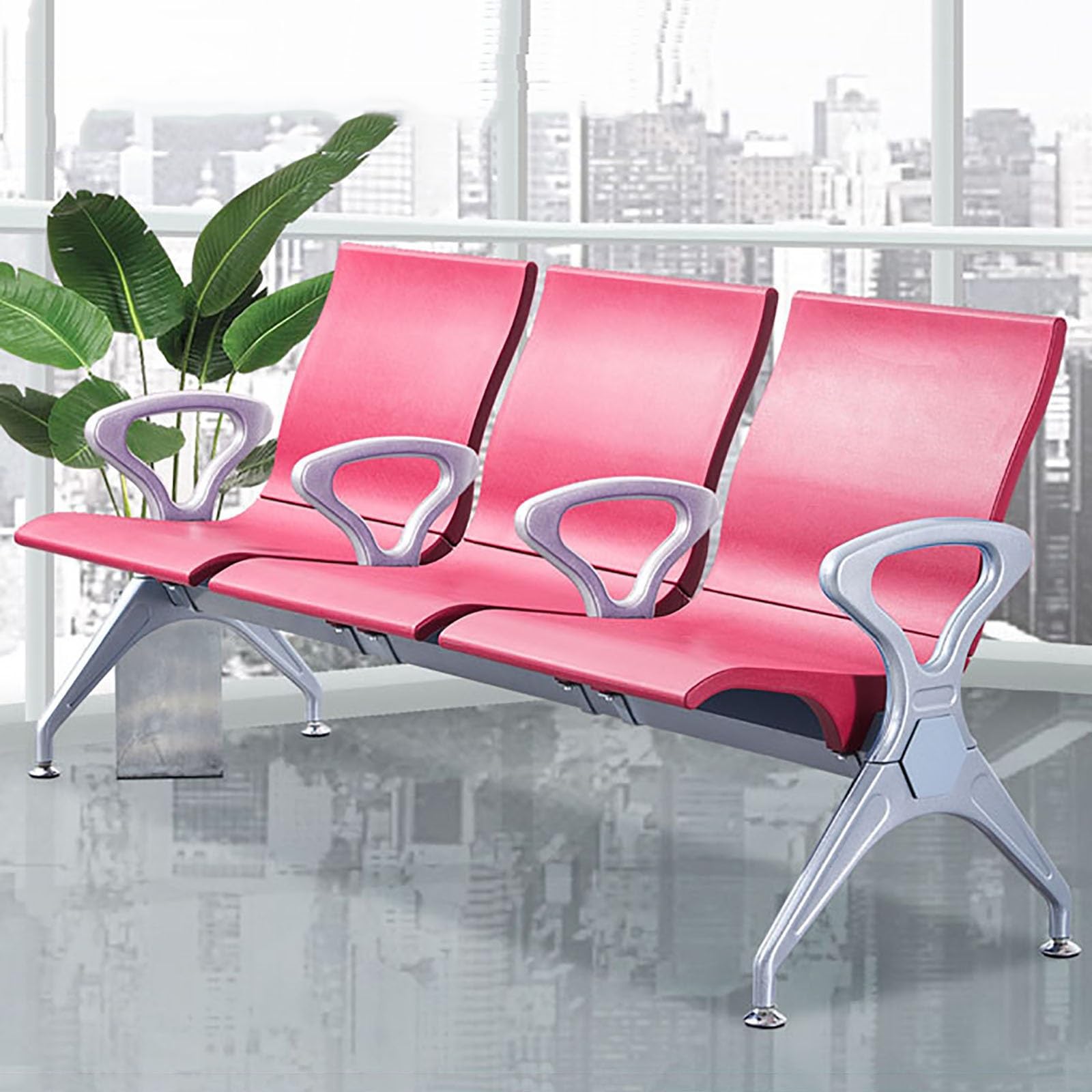 Wartebank aus Kunstleder, 3-Sitzer-Sofa mit Armlehnen und Rückenlehne, perfekt für Flughafen-Markt-Lounge – stilvolle und bequeme Sitzlösung
