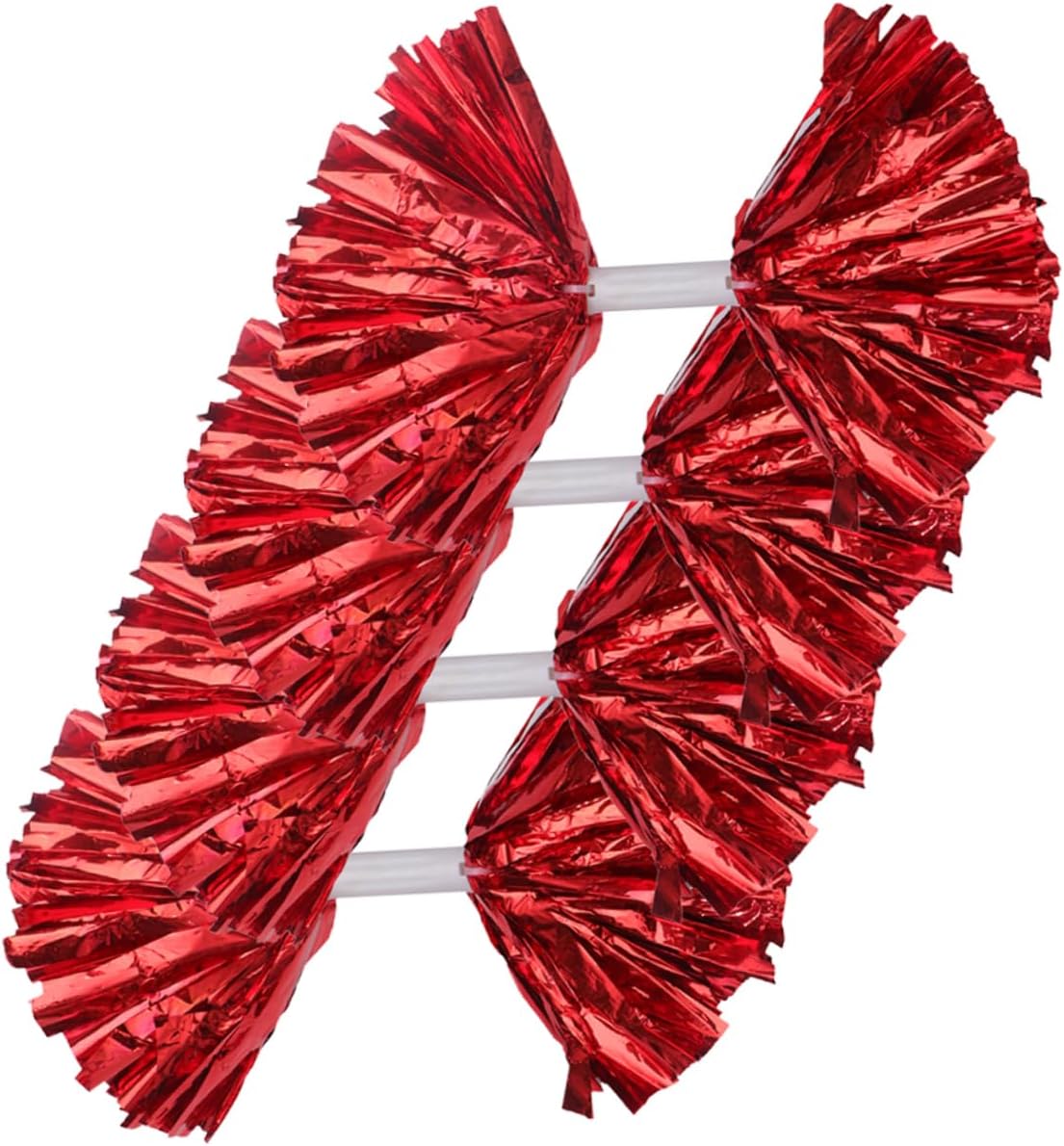 Mipcase 4pcs Cheerleading Pom Poms for Youth Cheerleaders, Reusable Red PET