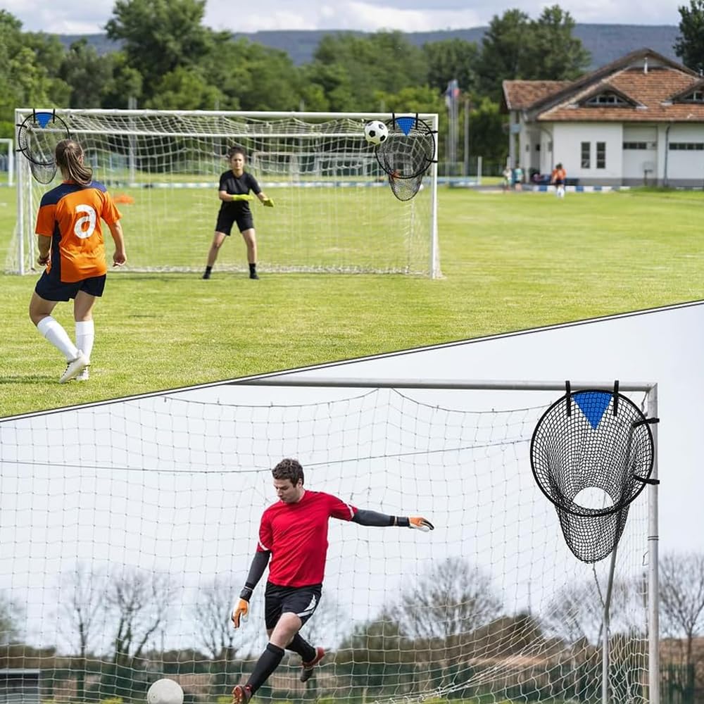 2 Pezzi Rete da Calcio Porta Rete Portatile per Allenamento da Giardino con Cinghie Regolabili (55CM)