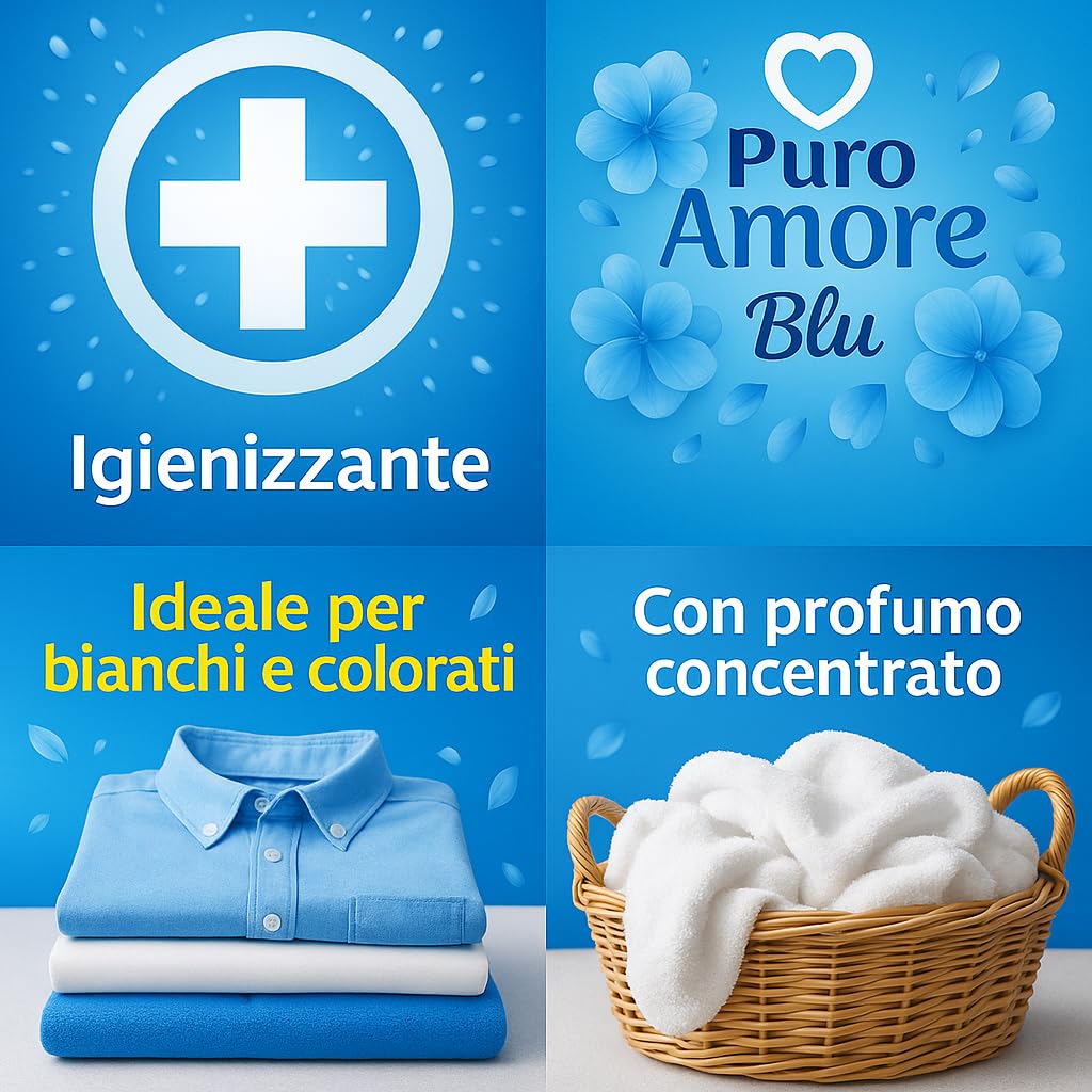 Puro Amore Igienizzante per Lavatrice, Profumo Concentrato, 45 Lavaggi, Liquido, (6)