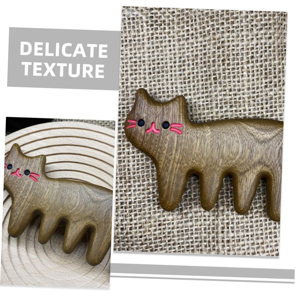 3 Ensembles Peigne Forme De Chat Lot De Peignes À Large Dents Pour Massage Pour Types De Cheveux 2 Pièces * 3