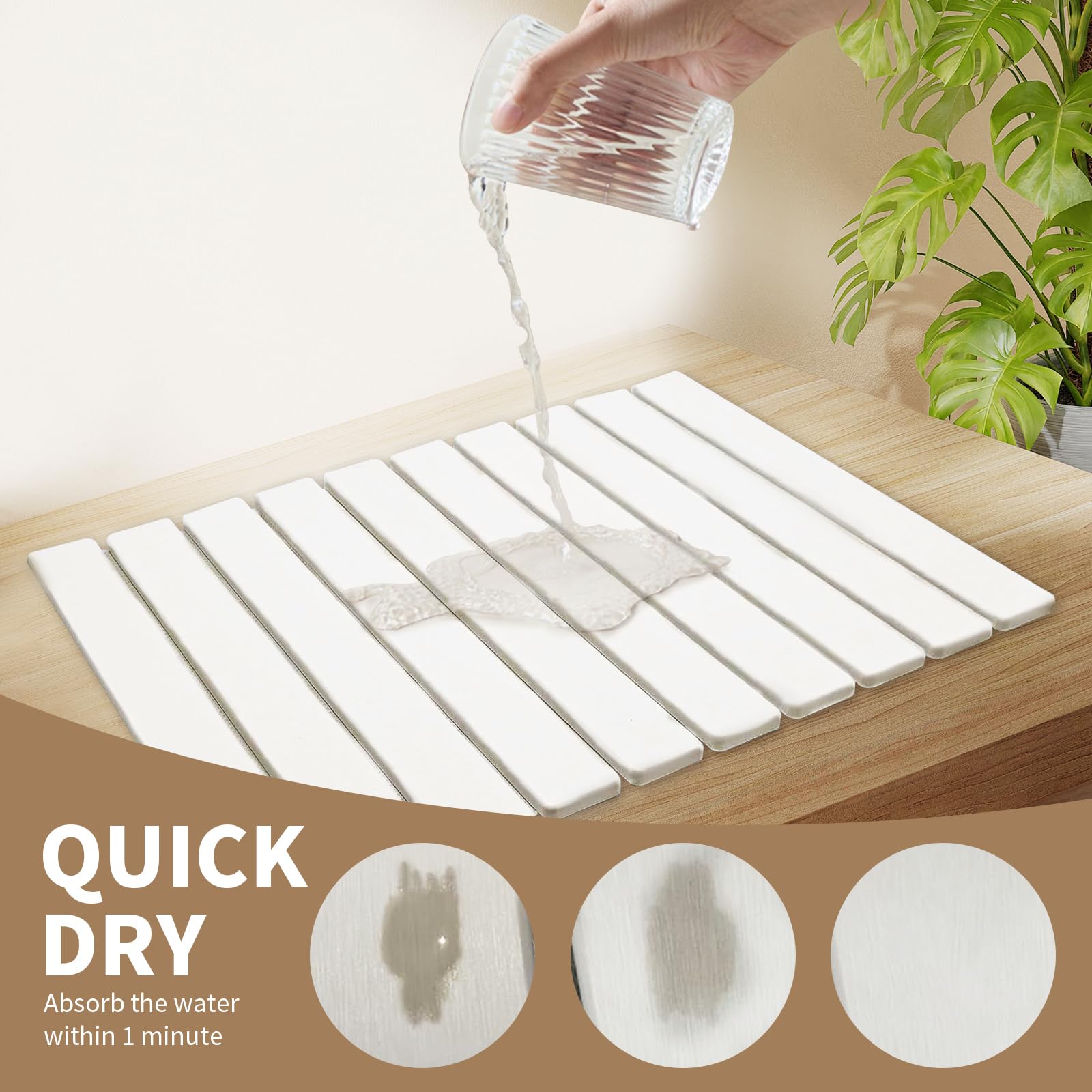 Large Stone Dish Drying Mat for Kitchen Counter, 24