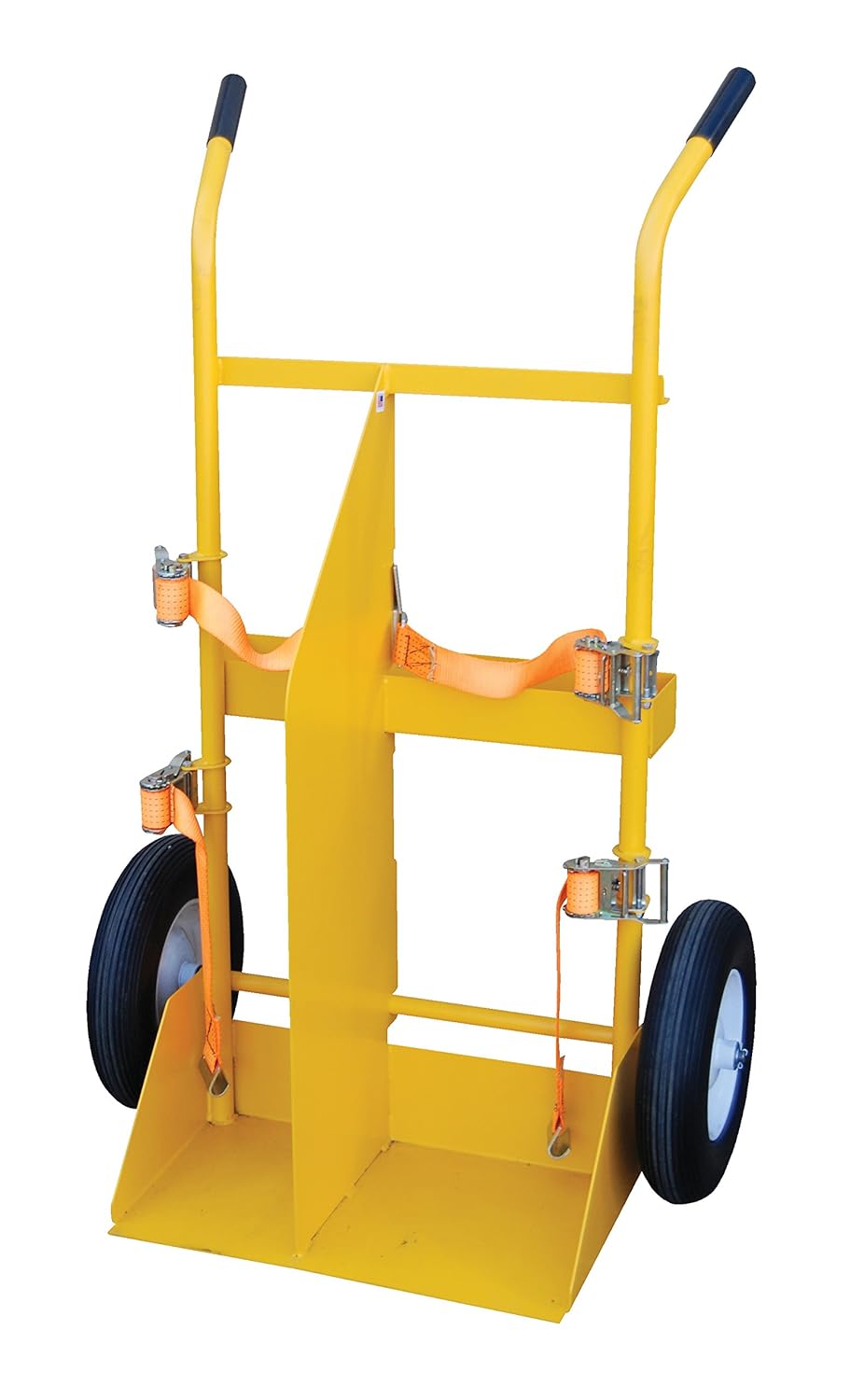 Vestil CYL-E-FF Steel Cylinder Torch Cart with Foam Filled Wheels 22-13/16 in. x 34-1/2 in. x 57 in. 500 Lb. Capacity Yellow