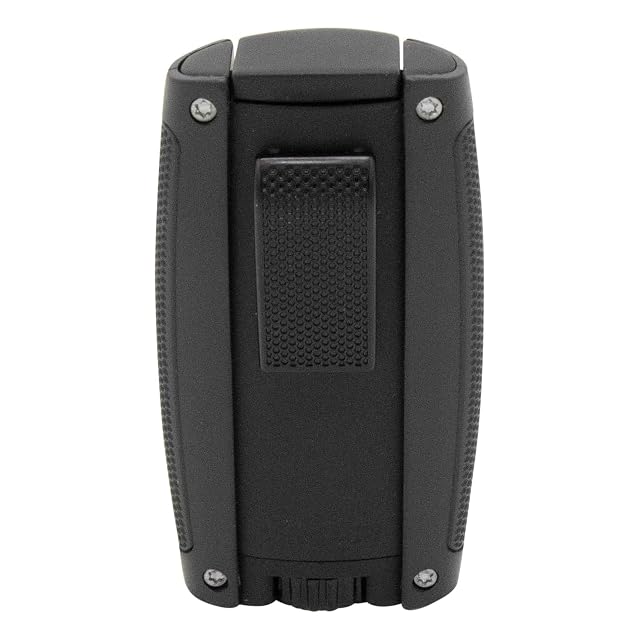 Xikar Turismo Double Jet Flame Butane Torch Lighter Silver Wind Resistant Refillable Fuel Tank with EZ-View Window Adjustable