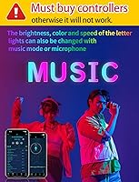 Vista 4 de Letras con luces LED de marquesina, letreros luminosos para bodas, fiestas de cumpleaños, Navidad, hogar, bares, decoración de pared, sincronización