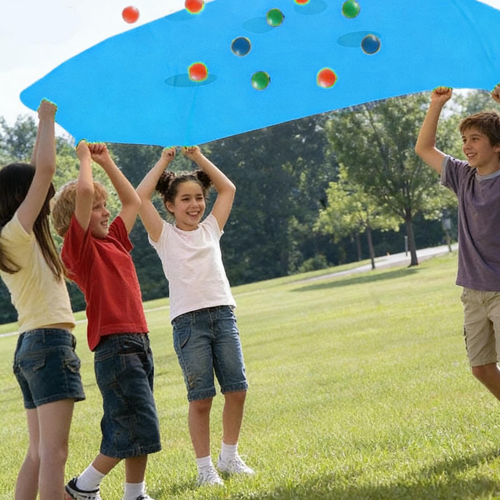 Gioco Team Building Con Telo Forato,Set Attività Divertenti Con Palla Cava - Kit Giochi Team Building Aziendale - per Feste all'Aperto, Programmi Scolastici e Riunioni in Giardino con la Famiglia