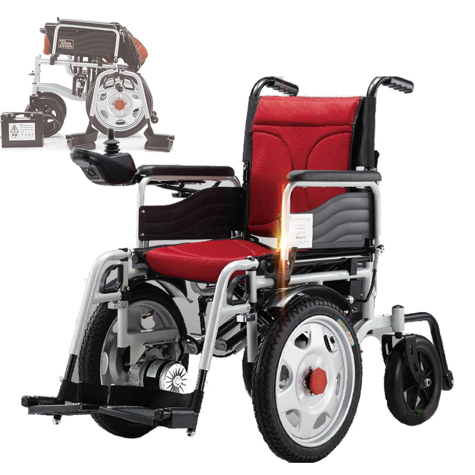 Fauteuil Roulant Electrique Pliable, Fauteuil Roulant Motorisé Portable sans Balais De 500 W, 20KM Fauteuil Handicapés Électrique, pour 150kg