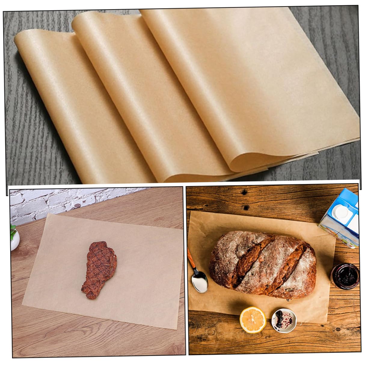 100 piezas Papel Horno Pergamino Antiadherente Resistente Alta Temperatura para Hornear Galletas Pizza y Cocinar Multiusos