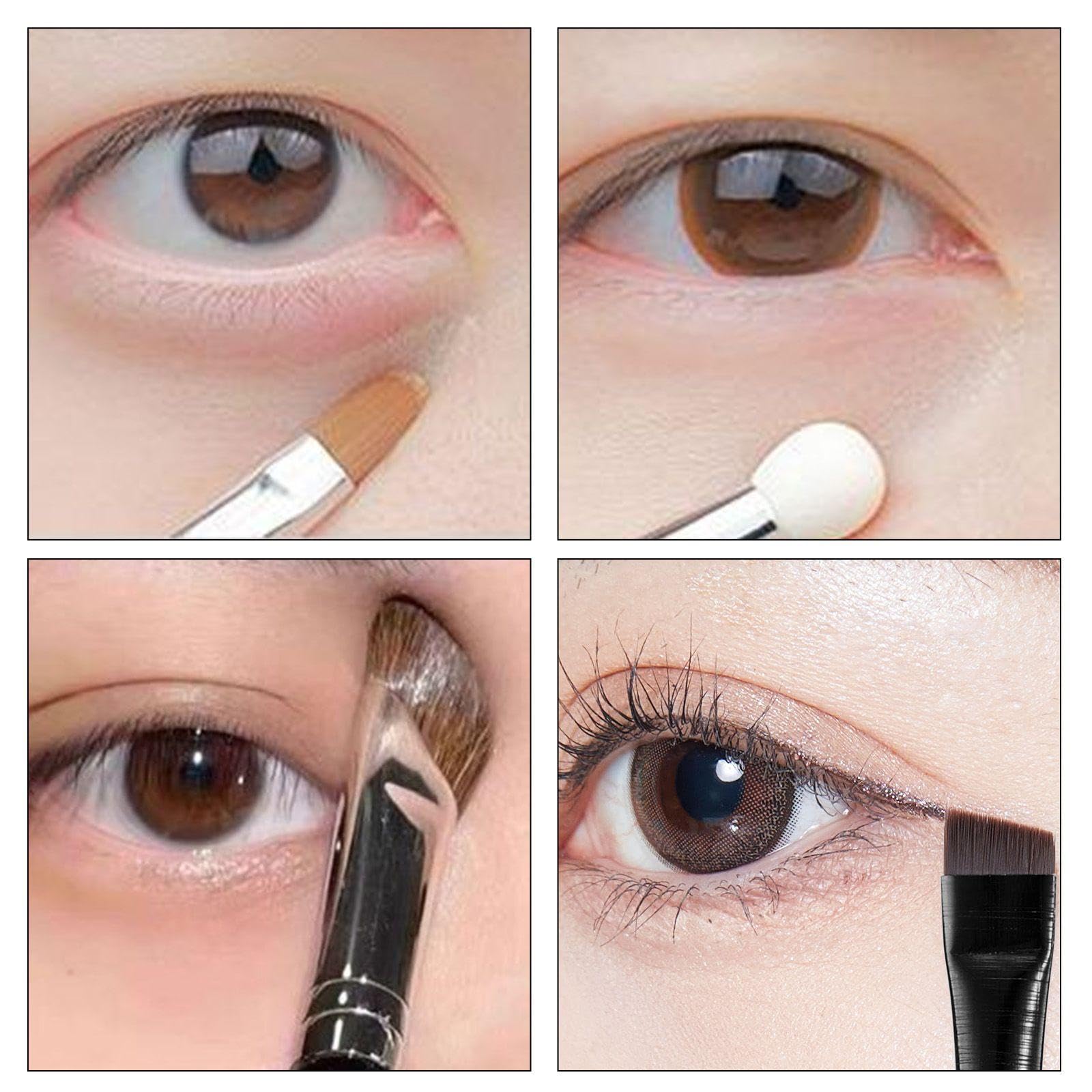 8 Pinceaux De Maquillage Professionnels, Ensemble D'Outils Anti-Cernes Pour Eye-Liner, Poils En Fibres Synthétiques, Outils De Soins De Beauté.