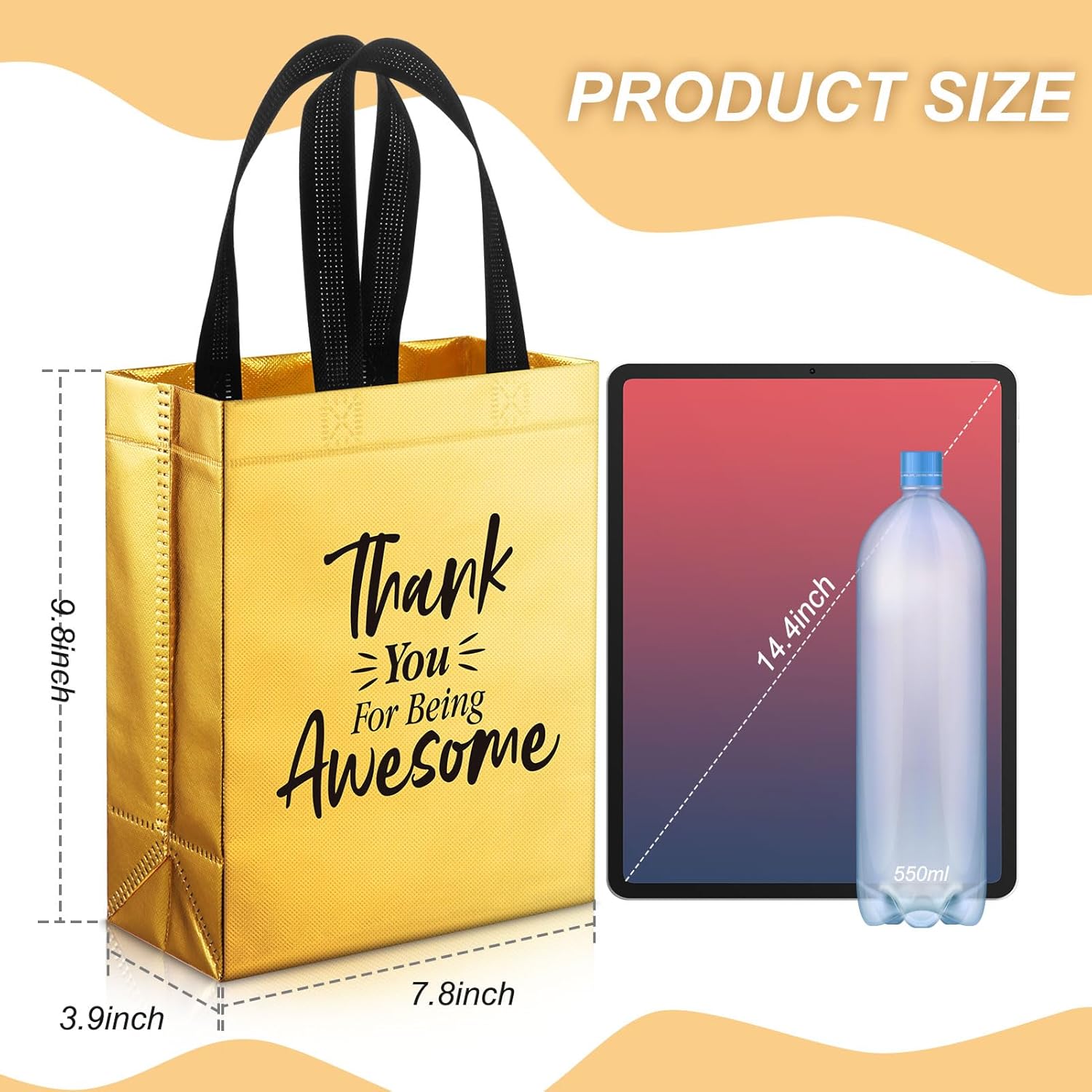 36 Pcs Thank You Reusable Gift Bags Employee Appreciation Gift Bags Awesome Team Appreciation Gifts for Teacher Student Coworker Secretary Assistant(Gold,Awesome Style) - Image 4