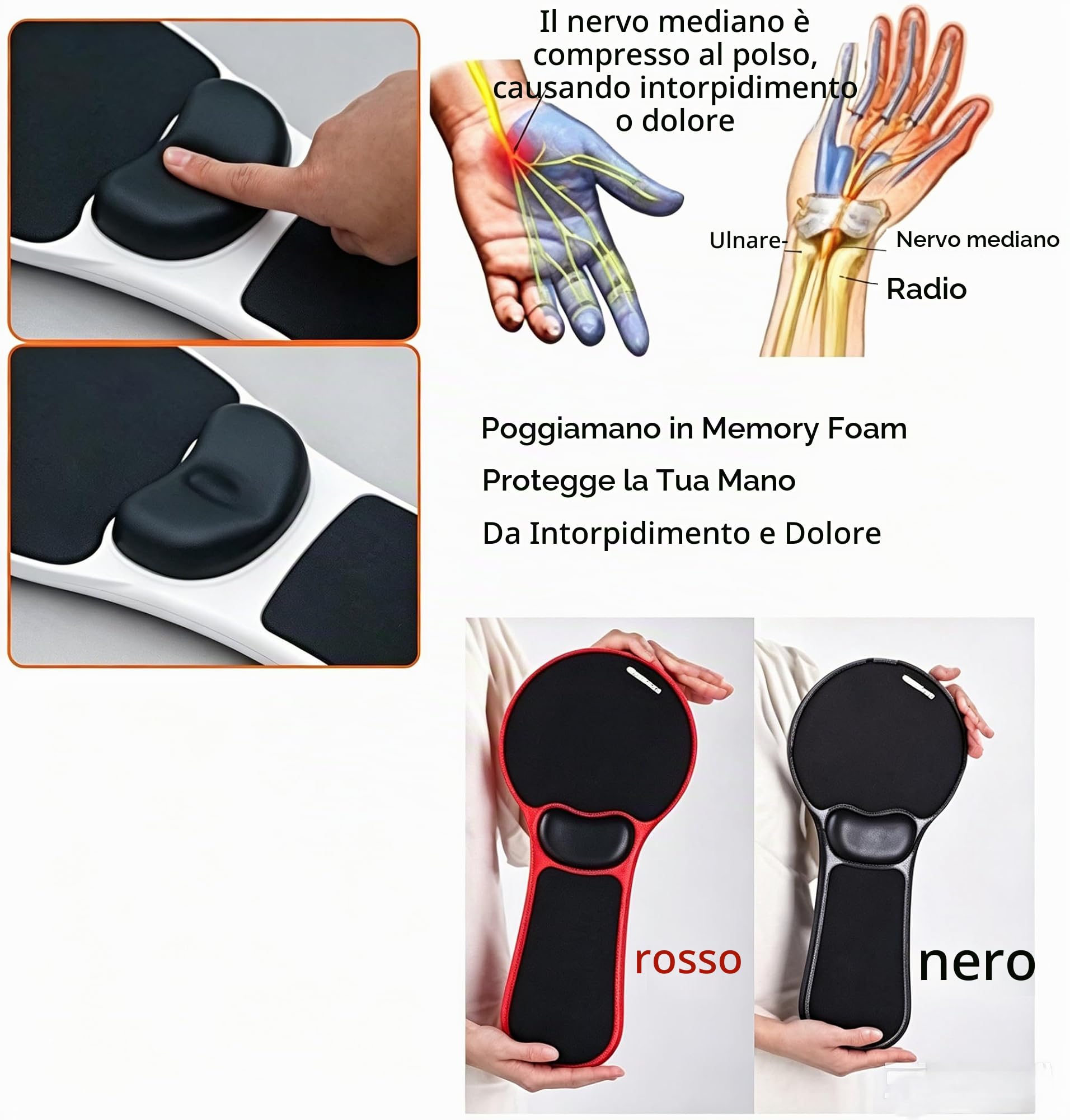 XICHEN® Poggiapolsi regolabile di alta qualità per computer – Scrivania e sedia doppio scopo attaccabile per casa e ufficio – Tappetino per mouse ergonomico (nero)