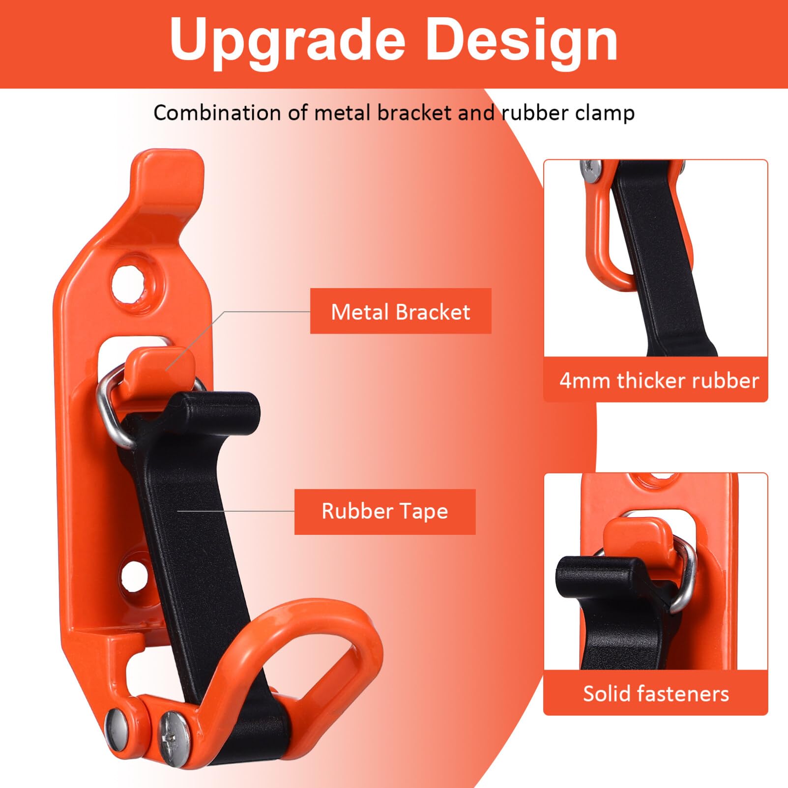 Hemoton 4pcs Shovel Mount for Roof Rack Metal Rubber Clamps, Wall Mounting Brackets, Wall Mount Kit, Hatchet Holder Shovel Holder for Hanging Bike, Boats, Truck, Tool Hangers