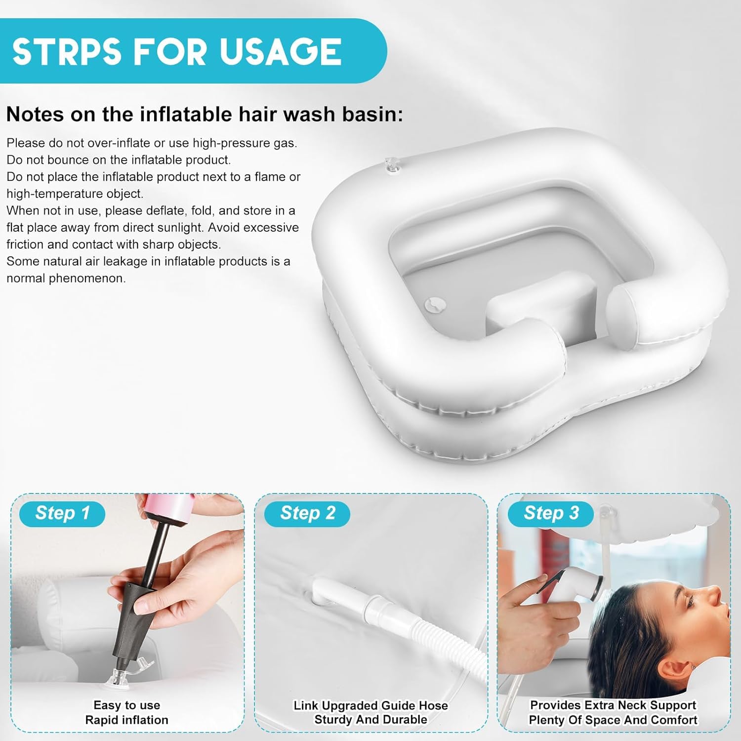 Lavabo Inflable Portatil,Lavacabezas Portatil Hinchable,Lavabo Inflable Para El Cabello,Lavacabezas Portati Peluqueríal,Lavacabezas Hinchable con tubo de Drenaje,Con bolsa de agua (A)