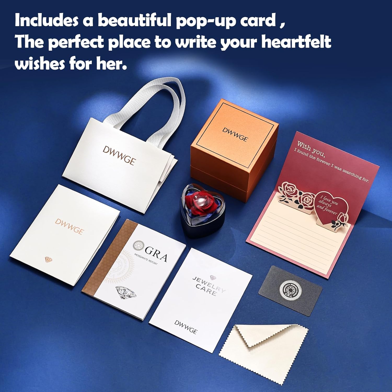 Rose Heart Pendant Necklace Gifts for Wife, Engraved 'I love you' Gift for Wife Gir... - Image 8