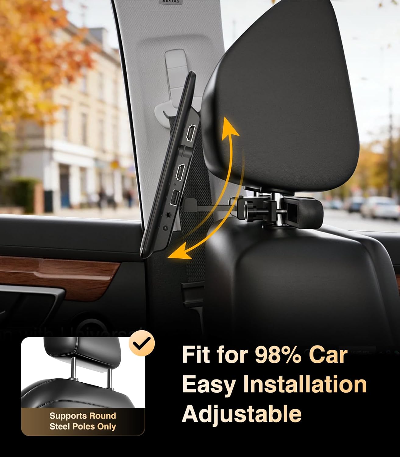 10.8" Android Car TV Headrest Monitor for Back Seat,Portable Rear Entertainment System Support Phone Wireless Mirroring 5G WiFi/HDMI/USB/Sync Touchscreen Video Players (2G+32G(1*PC))