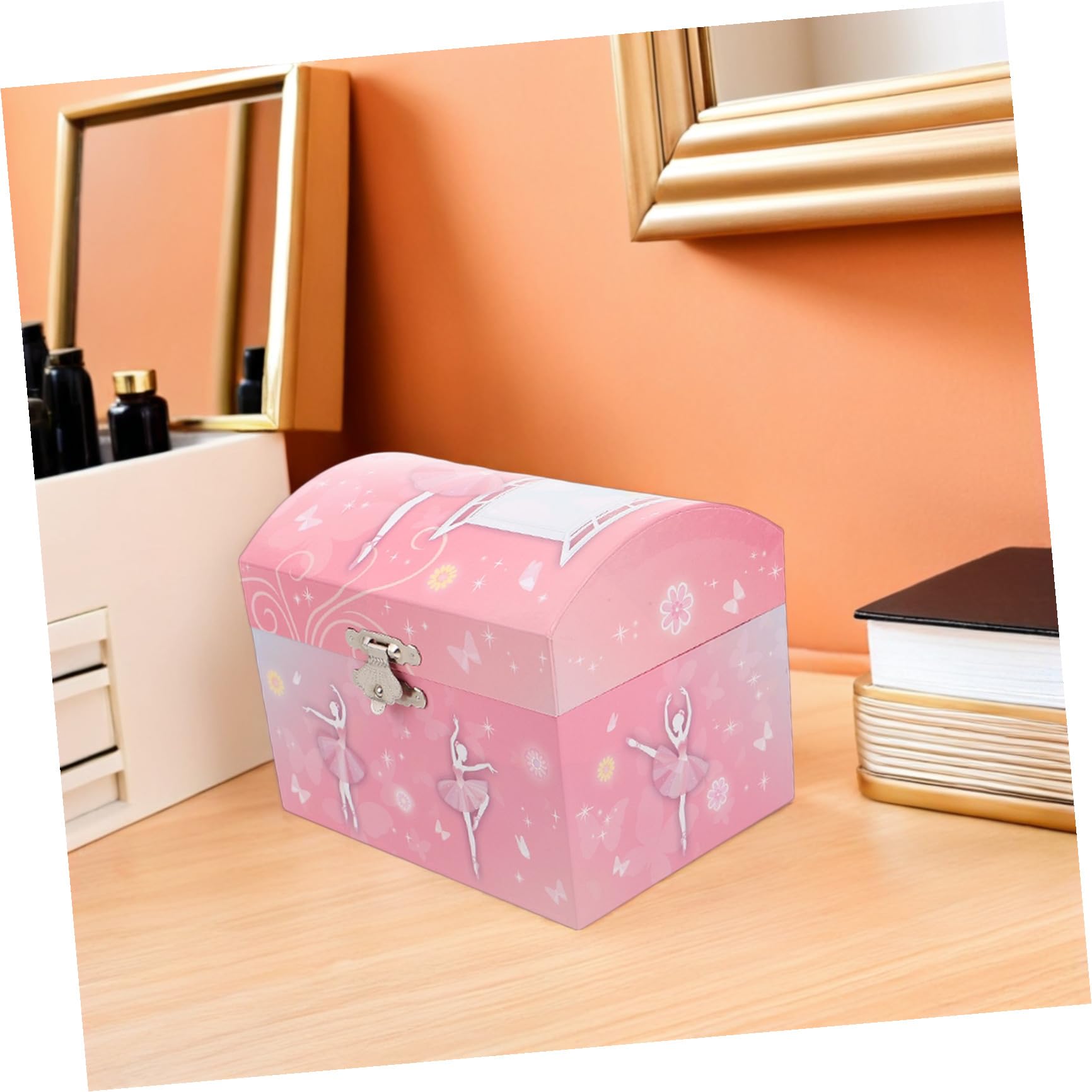 SHINEOFI Joyero Musical para Niñas con Bailarina Giratoria Caja de Música de Ballet con Espejo Almacenamiento Organizado de Joyas Diseño Rosa para Cumpleaños y Obsequio Infantil