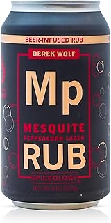 Spiceology & Derek Wolf - Mesquite Peppercorn Lager - Beer-Infused Barbecue Rubs, Spices and Seasonings - Use On: Beef, Chicken, Pork, Seafood, Vegetables, or Marinades - 8 oz Can with Resealable Lid