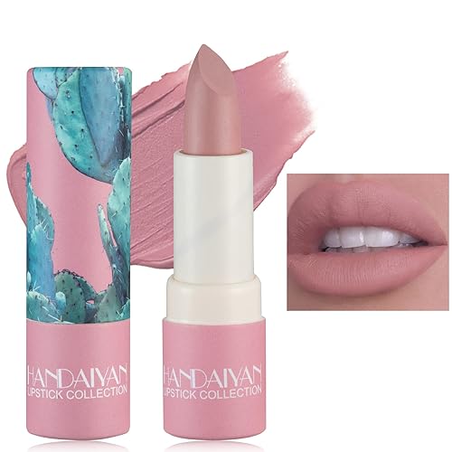 Lápiz labial color piel mate, tubo de papel de terciopelo sedoso, barra de labios antiadherente, no se decolora, lápiz labial impermeable, duradero,
