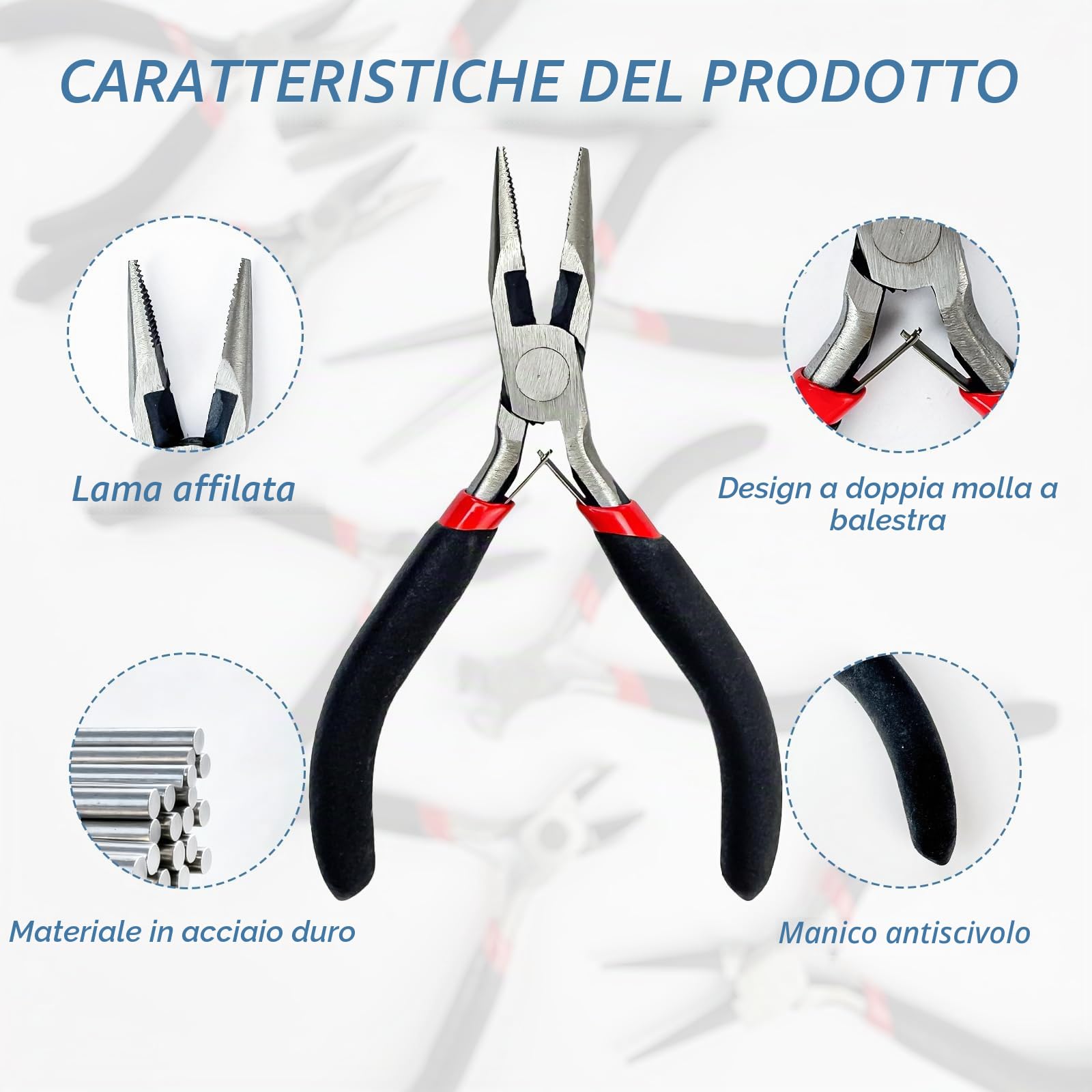 Set da 8 Pezzi Pinze per Bigiotteria, Set Pinze con Custodia Accessori per la Creazione di Gioielli per Professionisti Del Fai da Te e Riparazioni di Gioielli
